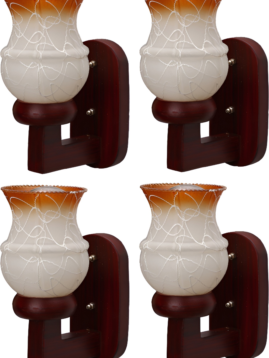 

1ST TIME White & Orange 4 Pieces Printed Glass Contemporary Wall Lamp