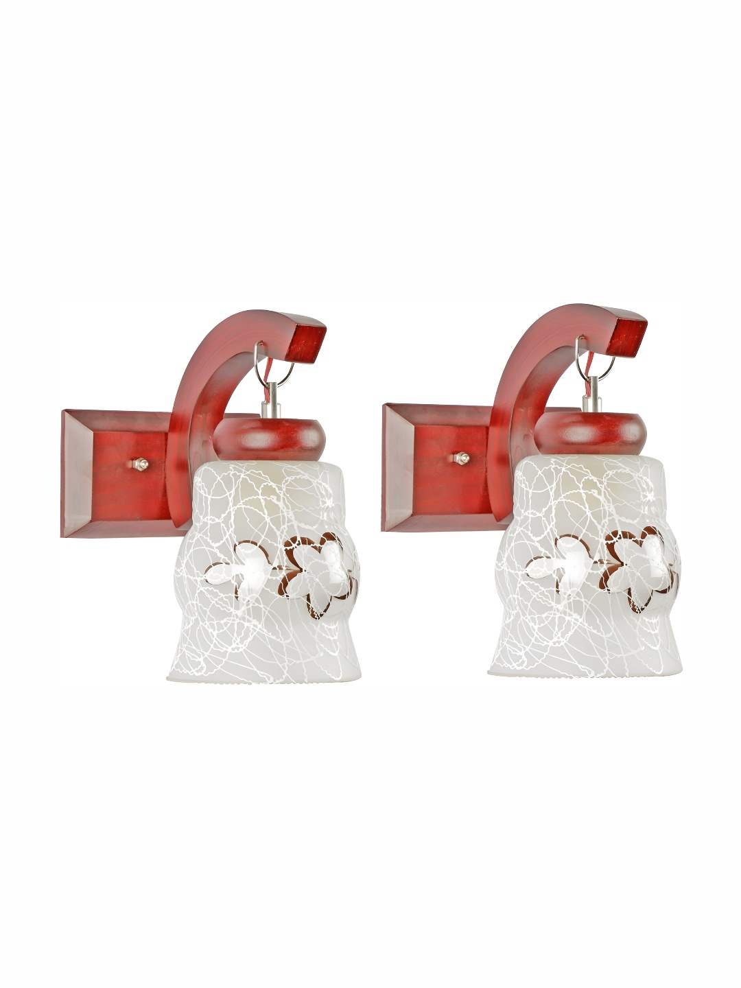 

1ST TIME White & Brown 2 Pieces Printed Glass Contemporary Wall Lamp