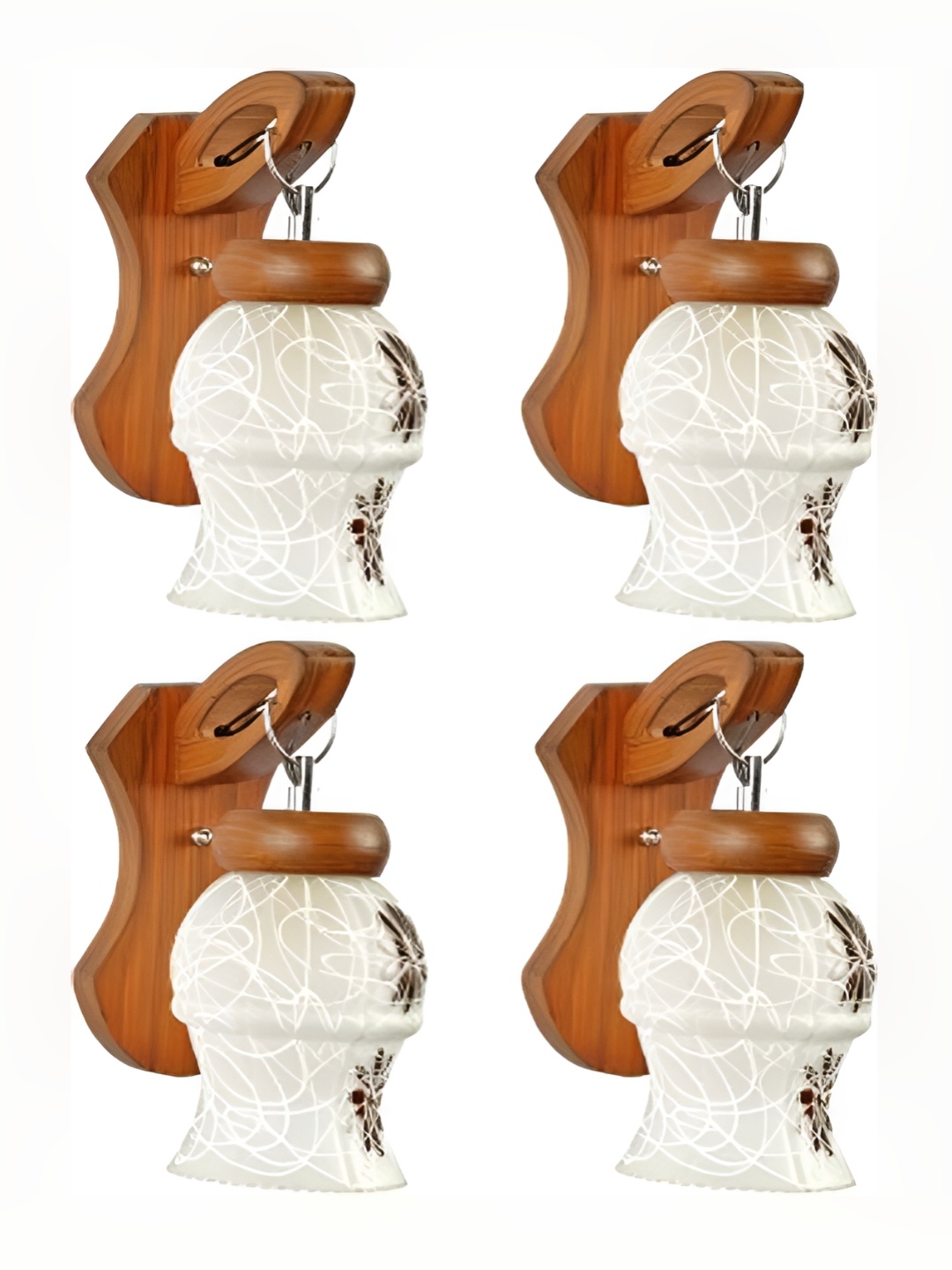 

1ST TIME White & Brown 4 Pieces Printed Glass Contemporary Wall Lamp