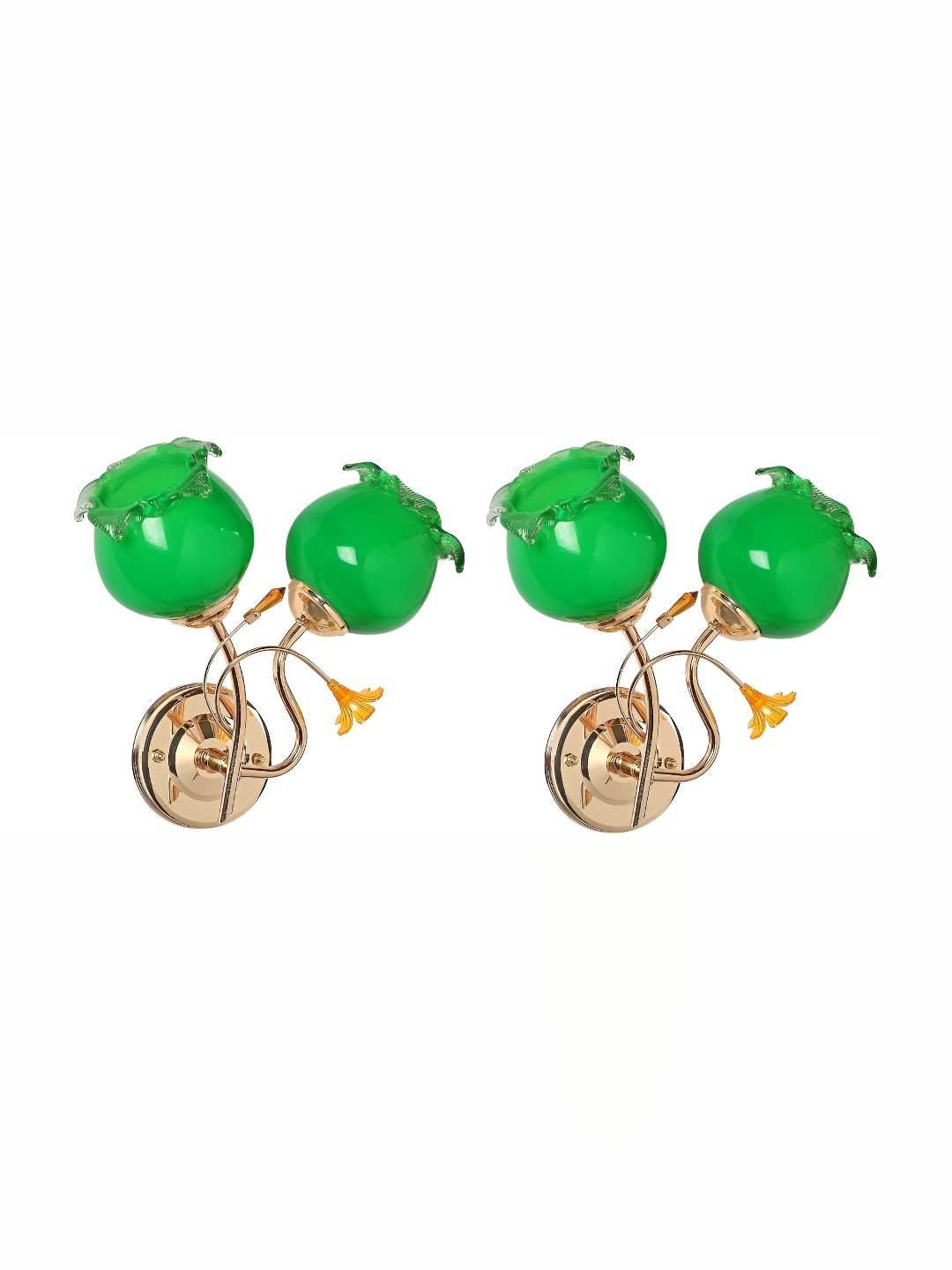 

1ST TIME Green & Gold Toned 2 Pieces Glass Traditional Wall Lamp