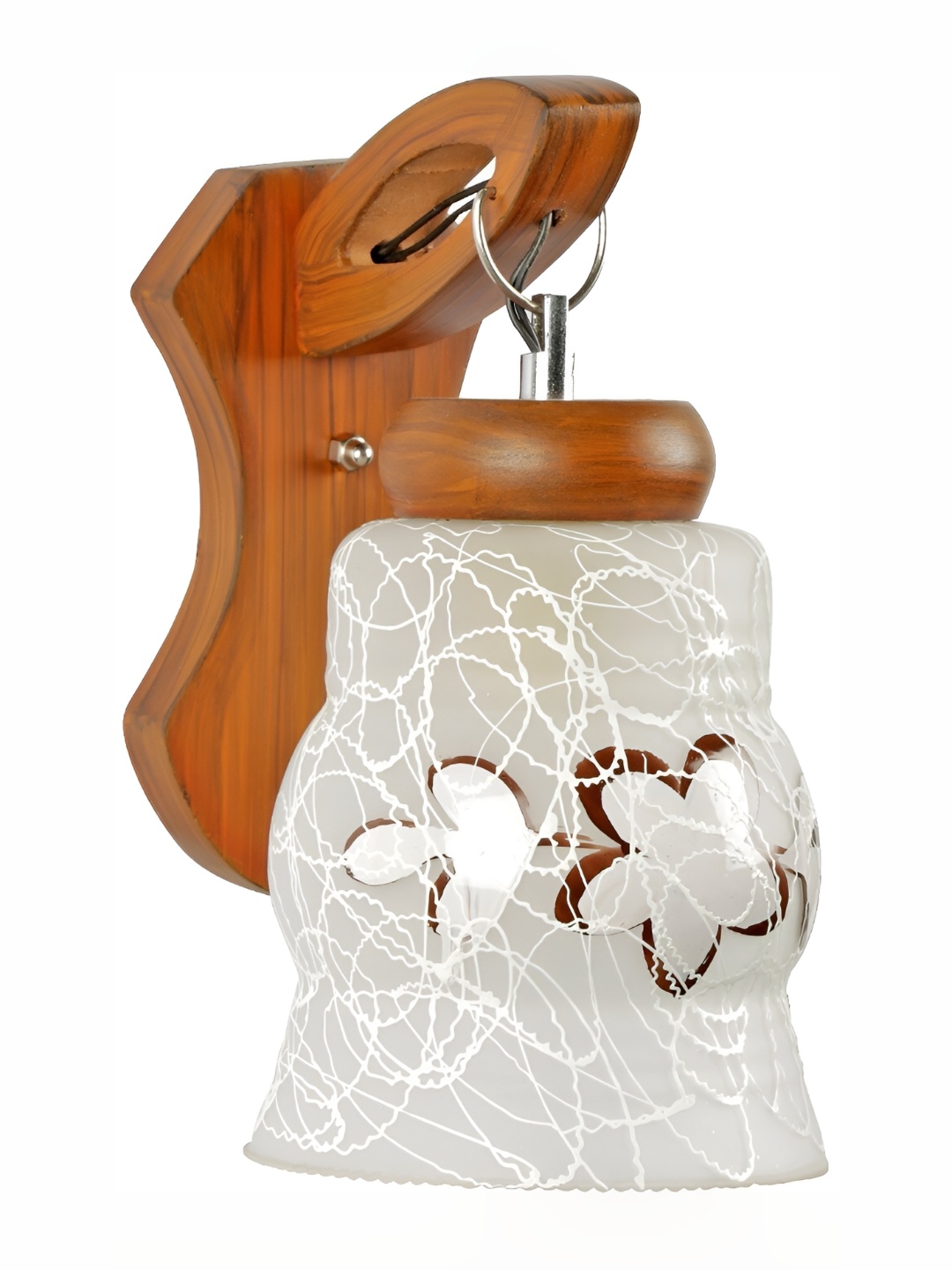 

1ST TIME White & Brown Printed Glass Contemporary Bell Shaped Wall Lamp