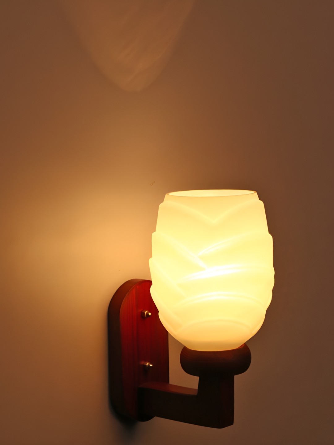

1ST TIME White & Brown Textured Glass Traditional Wall Lamp