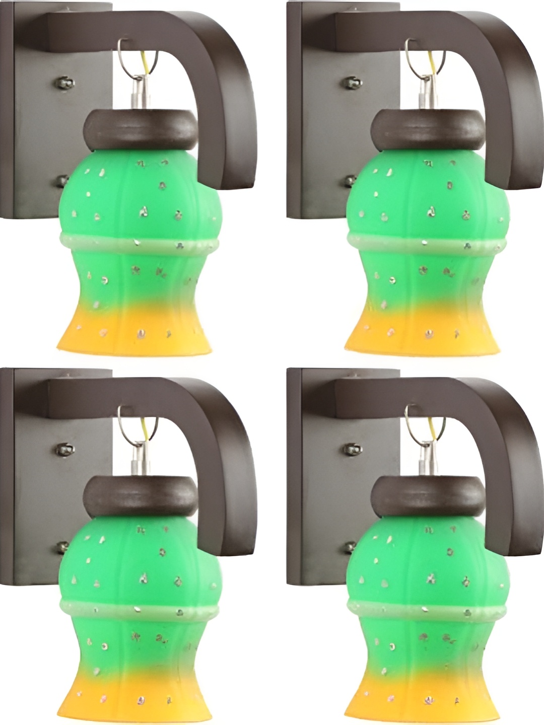 

1ST TIME Green & Yellow 4 Pieces Printed Glass Contemporary Wall Lamp