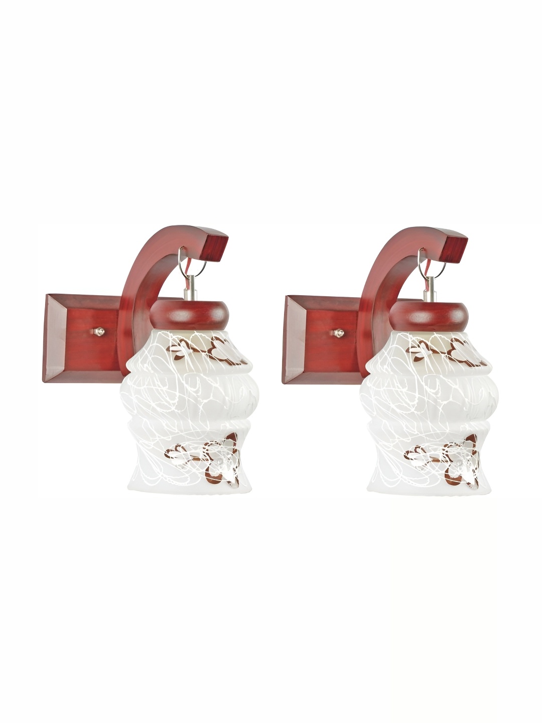 

1ST TIME White & Brown 2 Pieces Printed Glass Traditional Wall Lamp