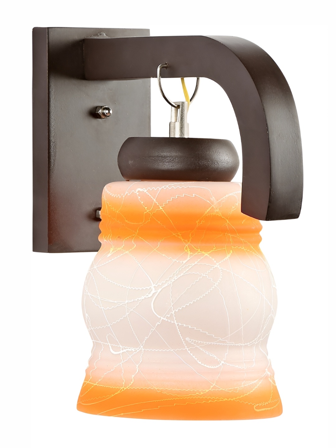 

1ST TIME Orange & Brown Printed Glass Traditional Wall Lamp
