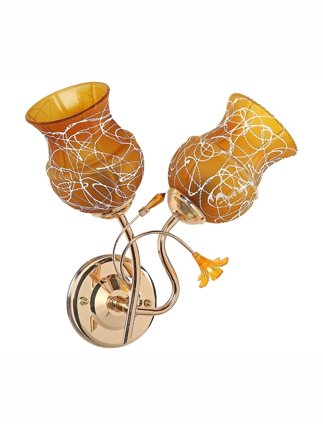 

1ST TIME Brown & Copper-Toned Printed Glass Contemporary Abstract Shaped Wall Lamp