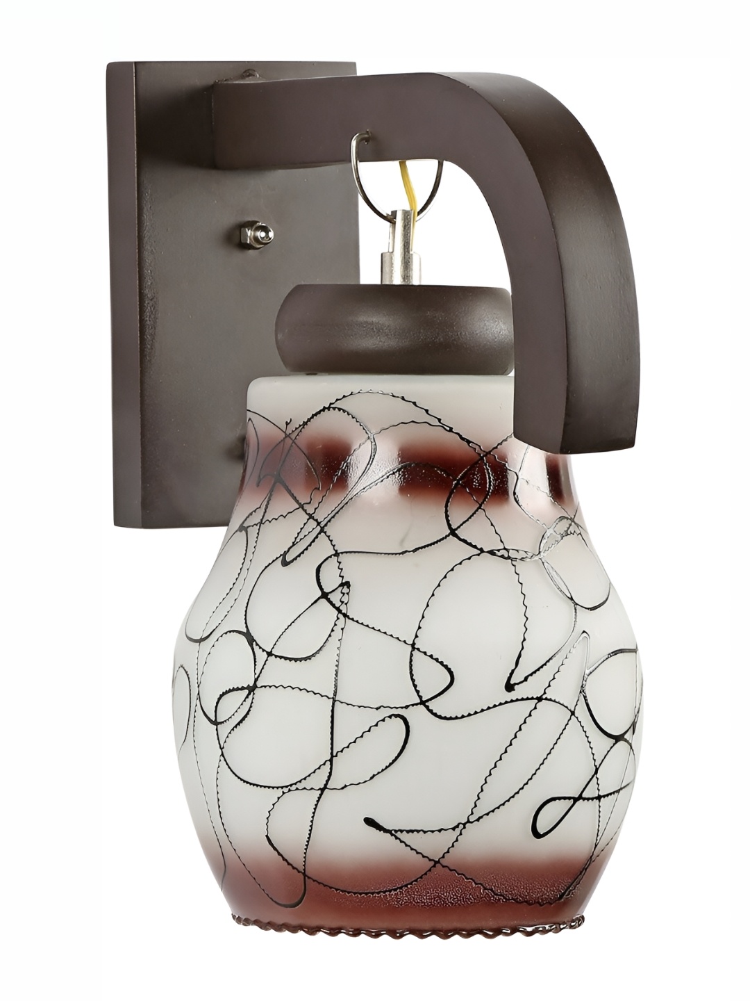 

1ST TIME White & Brown Printed Glass Contemporary Wall Lamp