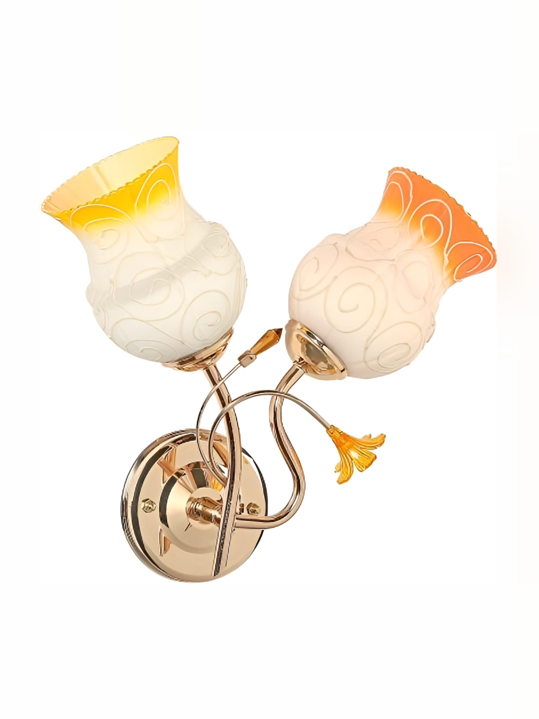 

1ST TIME White & Copper-Toned Printed Glass Contemporary Wall Lamp