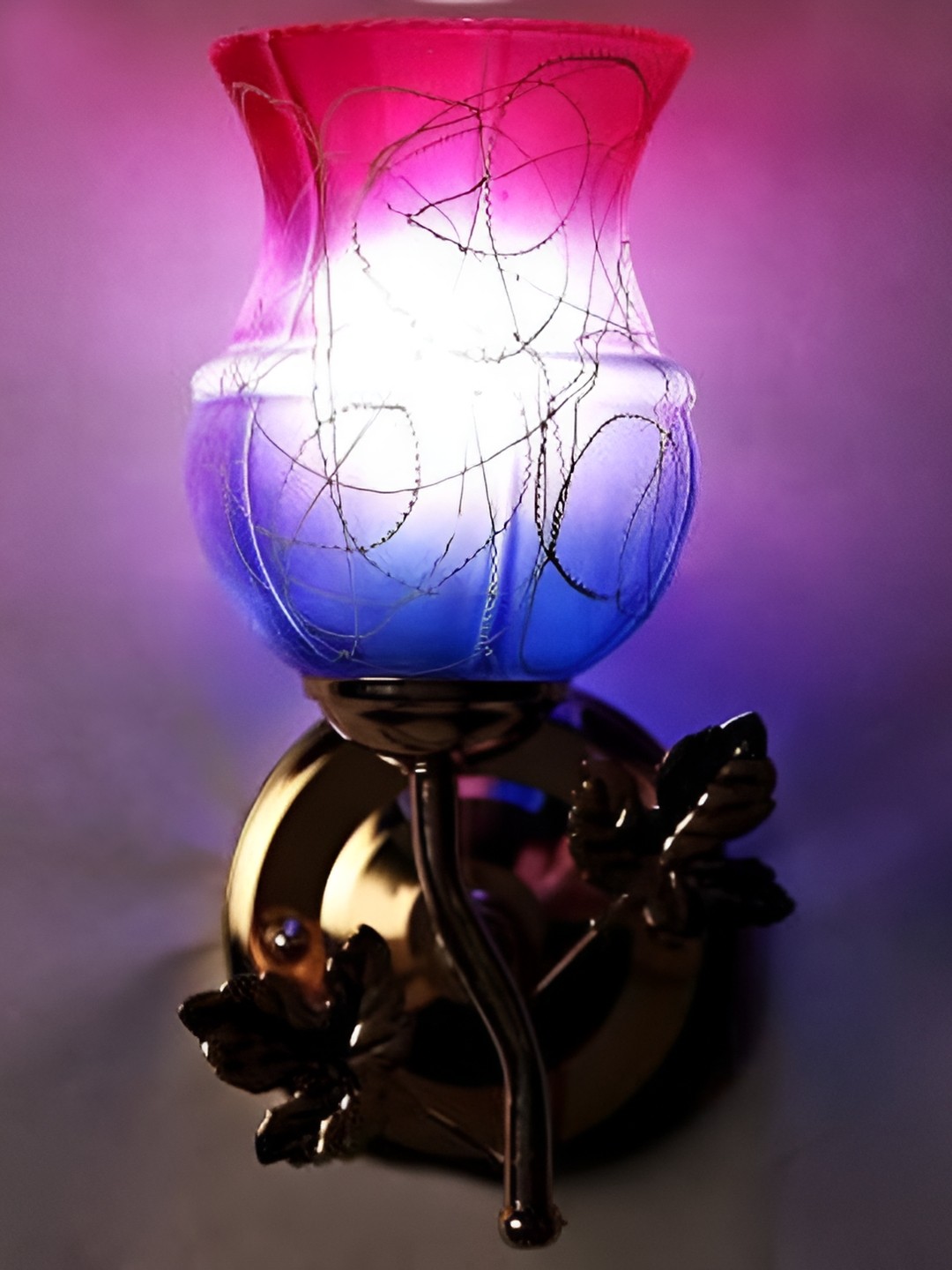 

1ST TIME Pink & White Abstract Shaped Textured Glass Traditional Wall Lamp