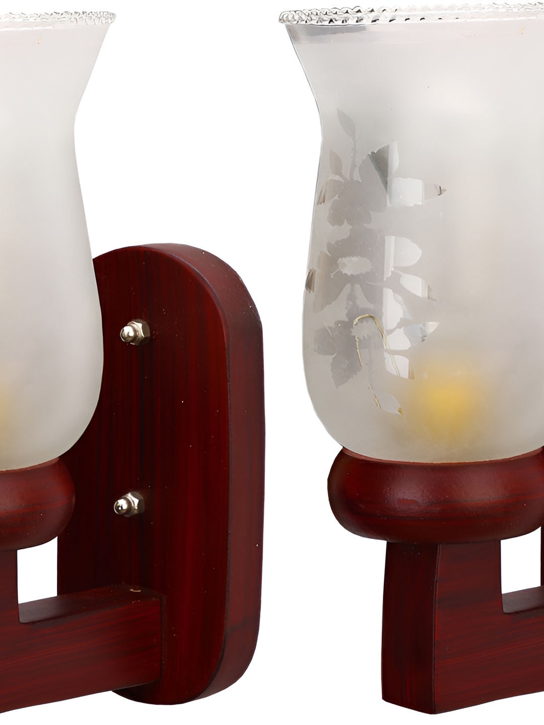 

1ST TIME White 2 Pcs Printed Abstract Shaped Glass Traditional Wall Lamps