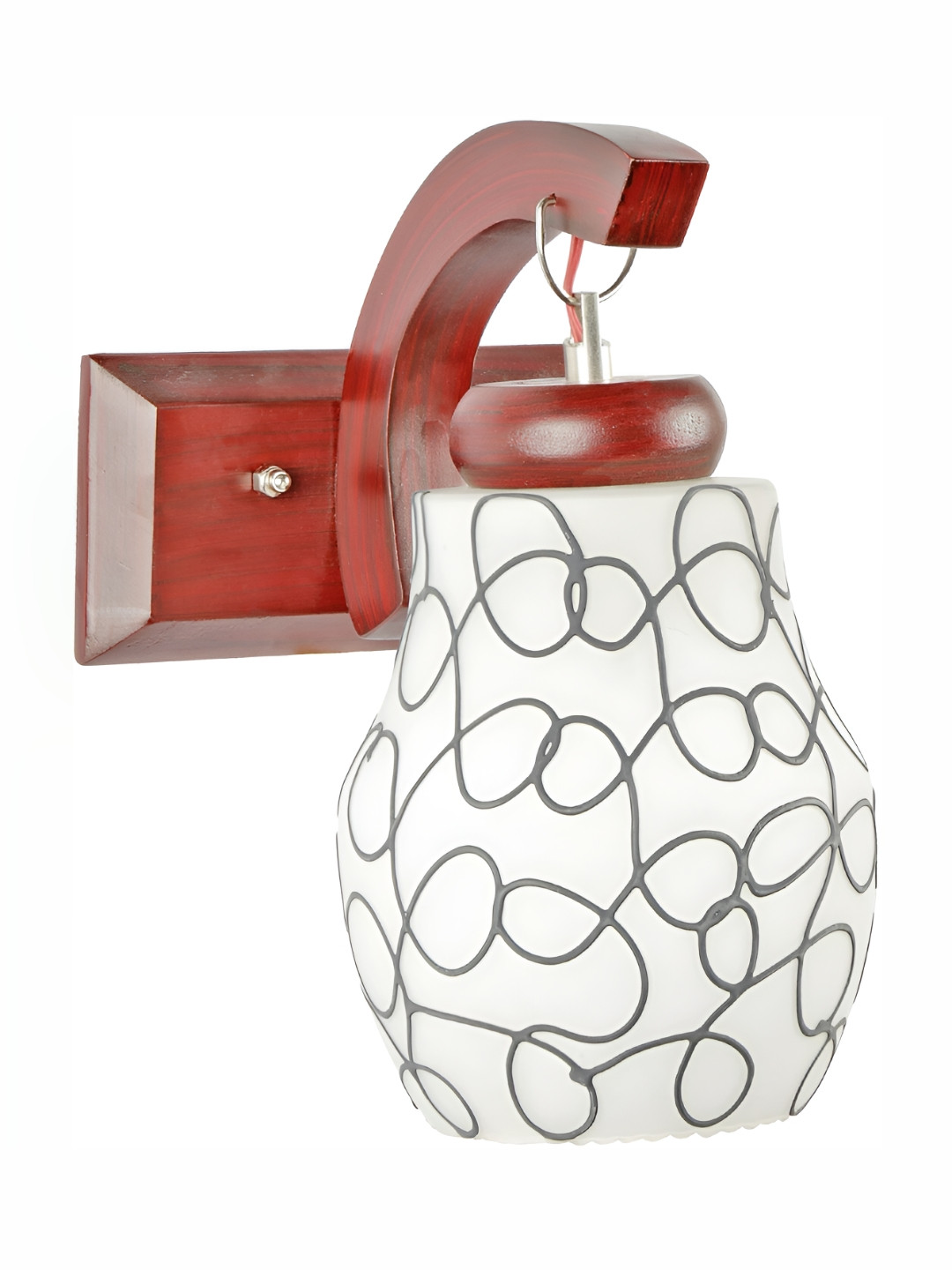 

1ST TIME White & Black Printed Glass Contemporary Bell Shaped Wall Lamp