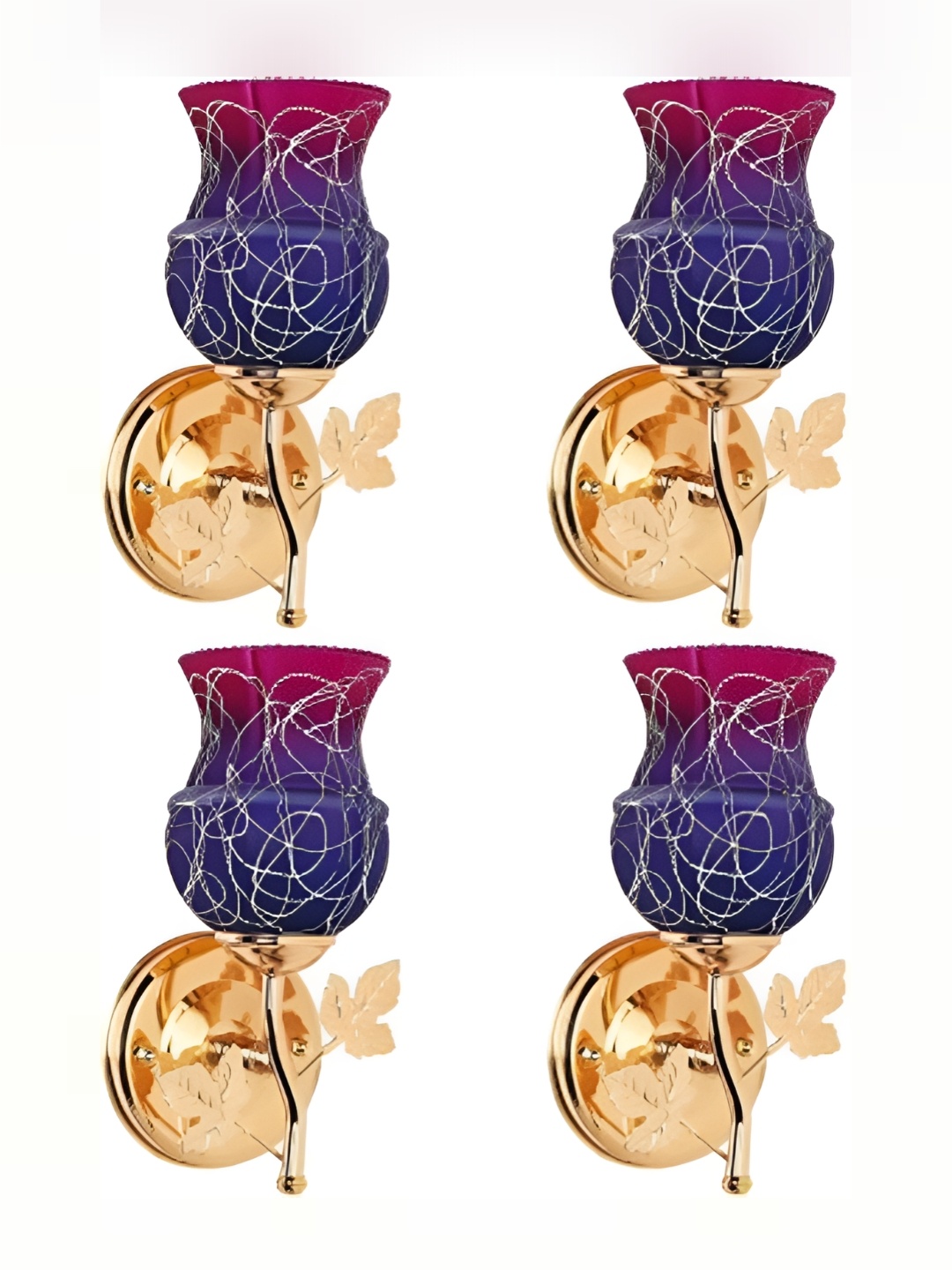 

1ST TIME Blue & Copper-Toned 4 Pcs Printed Glass Contemporary Wall Lamp