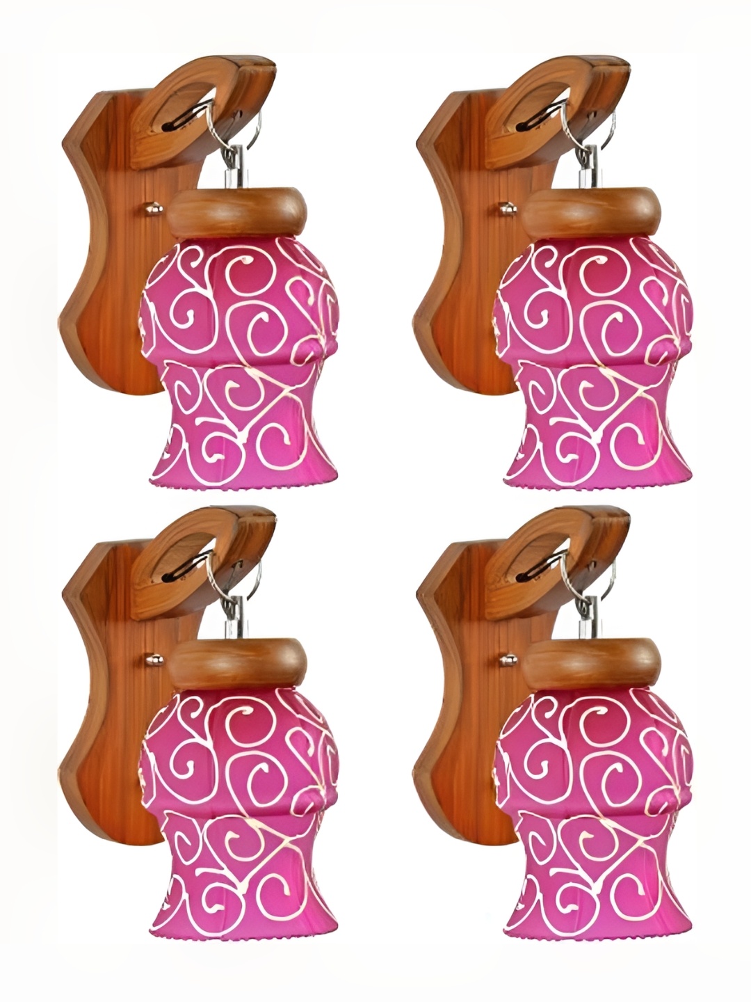 

1ST TIME Pink & White 4 Pieces Printed Glass Contemporary Wall Lamp
