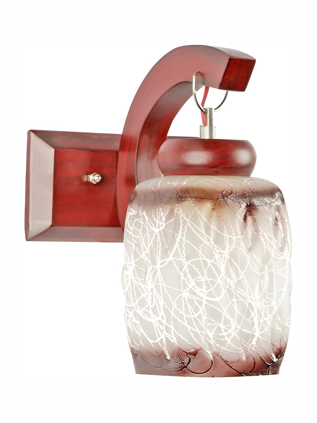 1ST TIME Brown & White Printed Bell Shaped Glass Wall Lamps