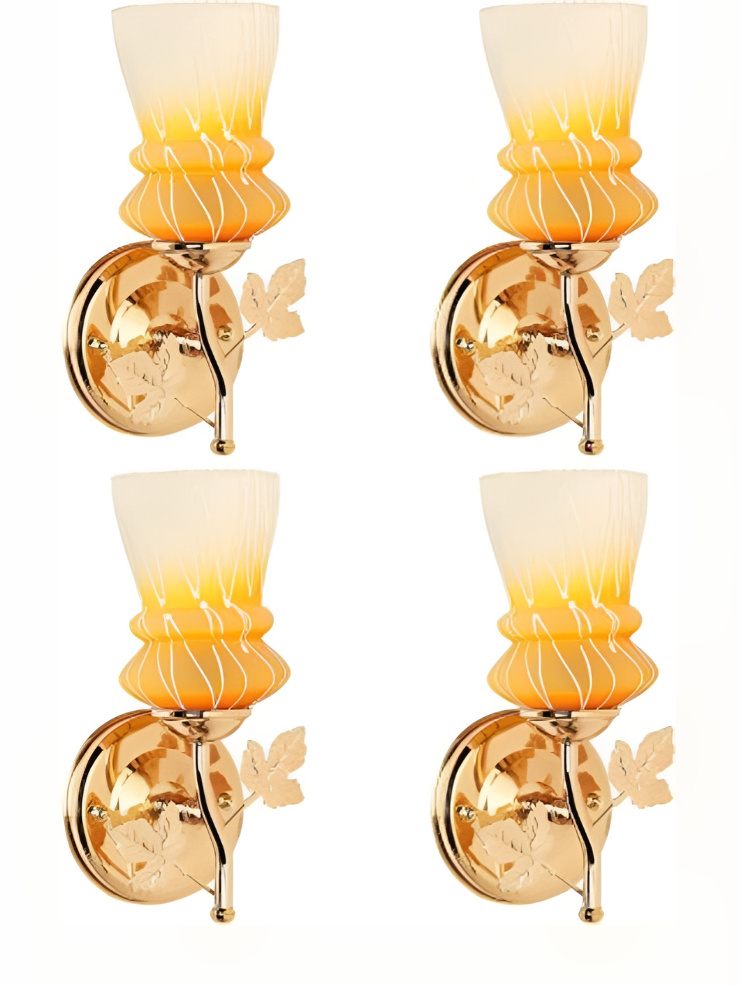 

1ST TIME Yellow & White 4 Pieces Printed Glass Traditional Wall Lamps