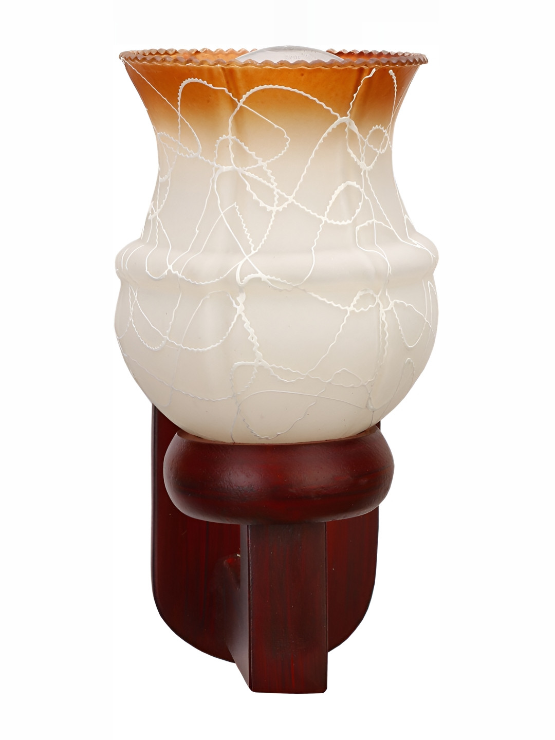 

1ST TIME White & Brown Printed Abstract Shaped Glass Traditional Wall Lamp