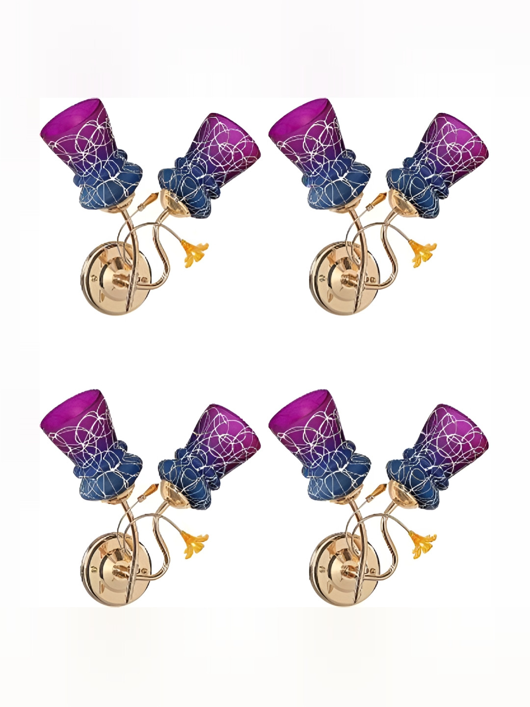 

1ST TIME Pink & Blue 4 Pieces Printed Glass Traditional Wall Lamp