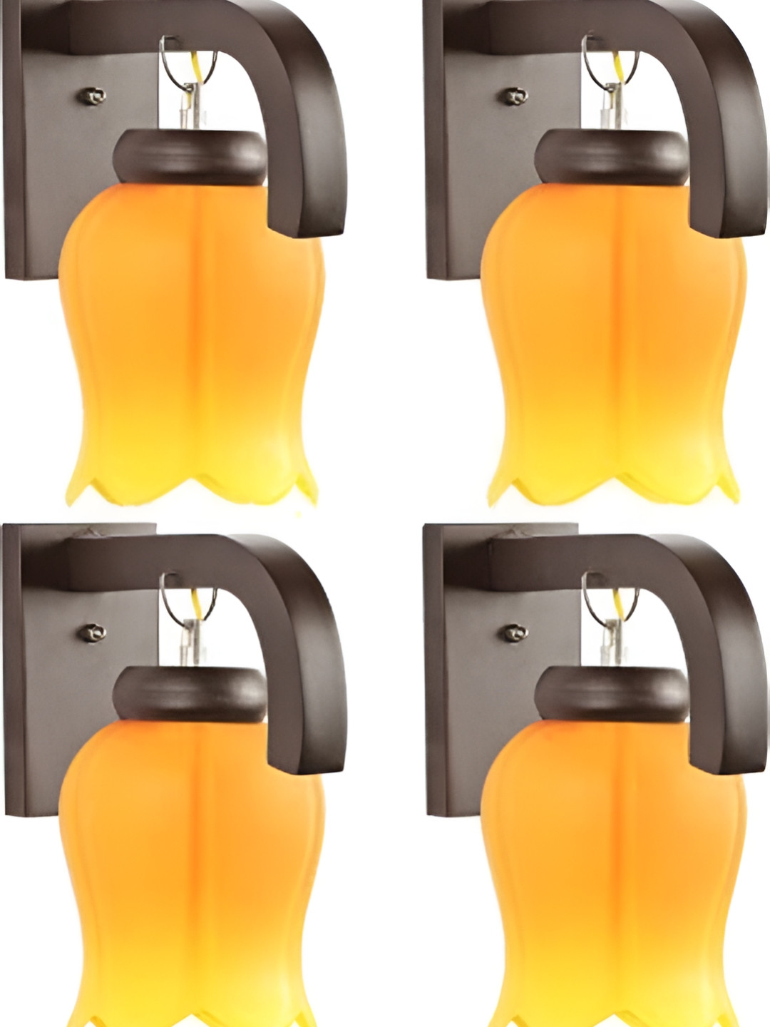 

1ST TIME Yellow 4 Pieces Glass Contemporary Bell Shaped Wall Lamps