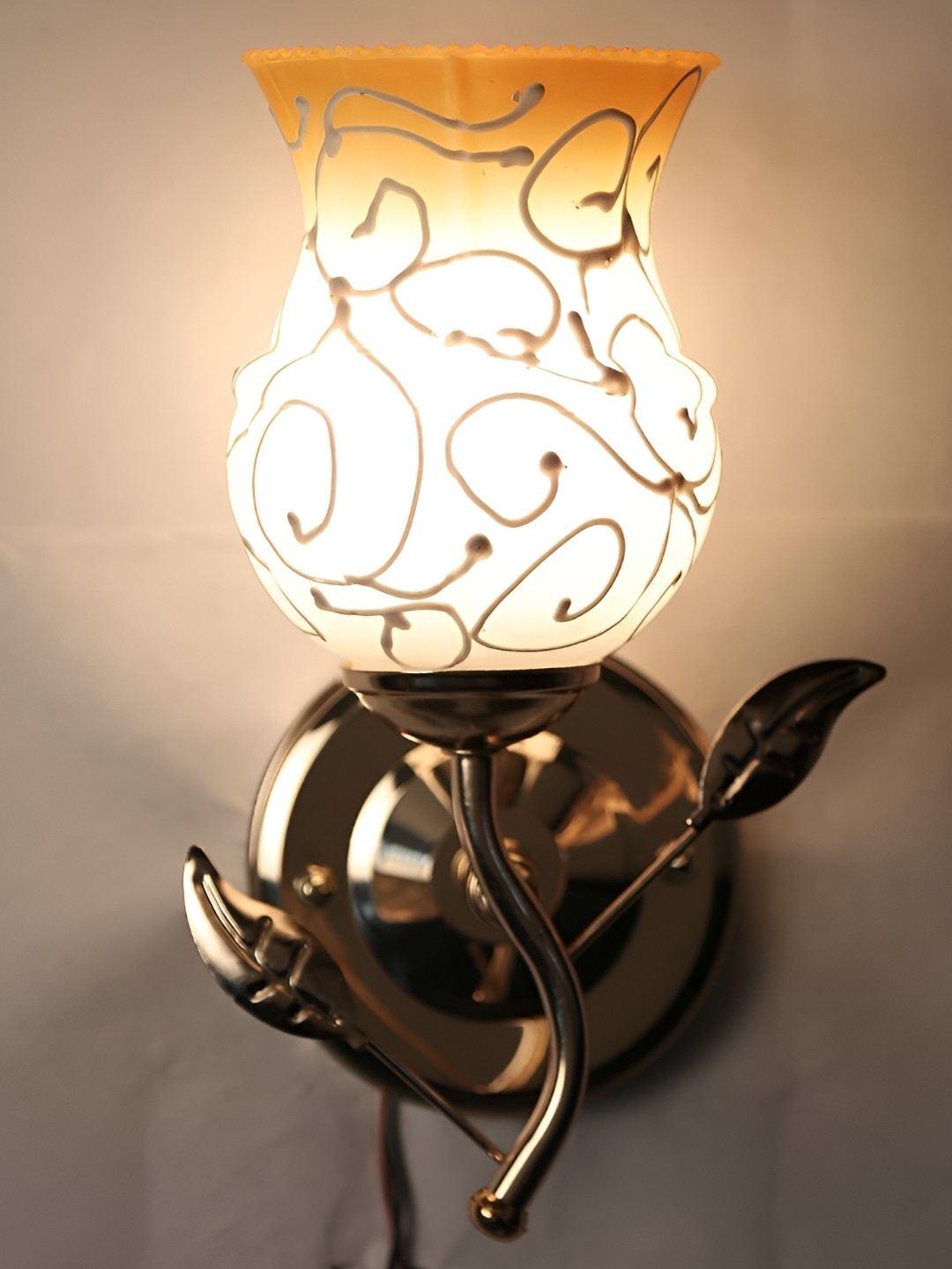 

1ST TIME White & Yellow Printed Glass Contemporary Wall Lamp