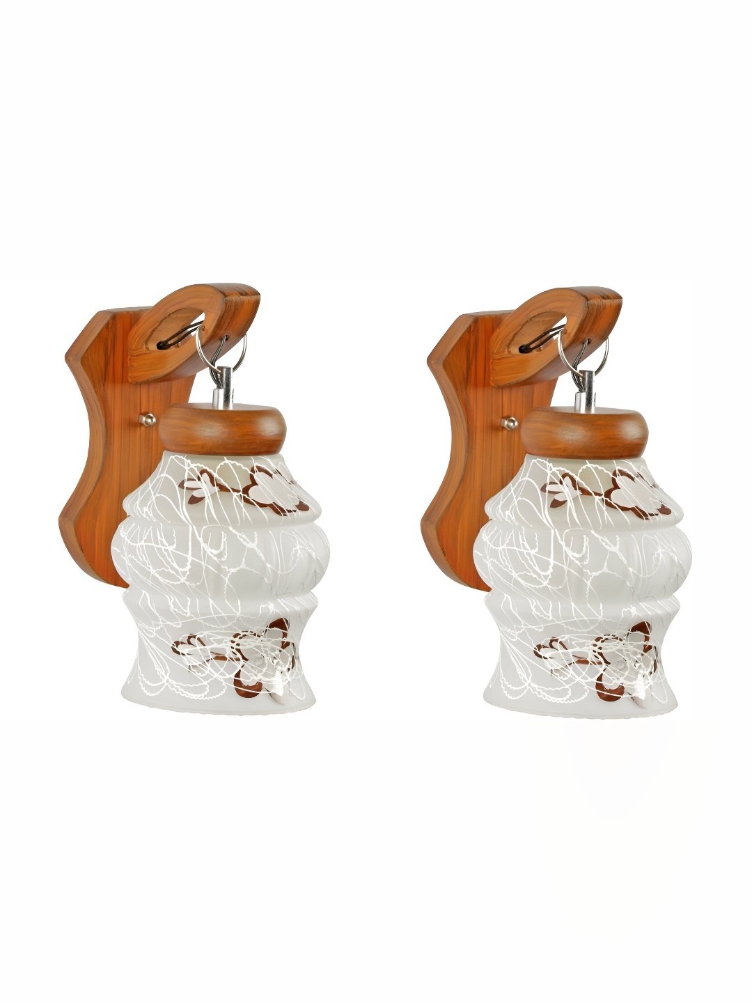 

1ST TIME White & Brown 2 Pieces Printed Glass Contemporary Wall Lamp