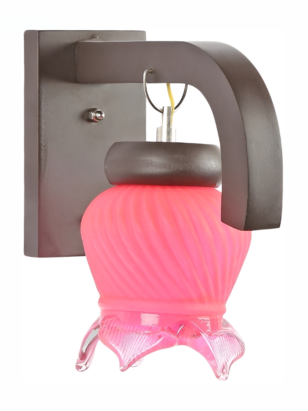 1ST TIME Pink & Black Textured Glass Frustum Shaped Wall Lamp