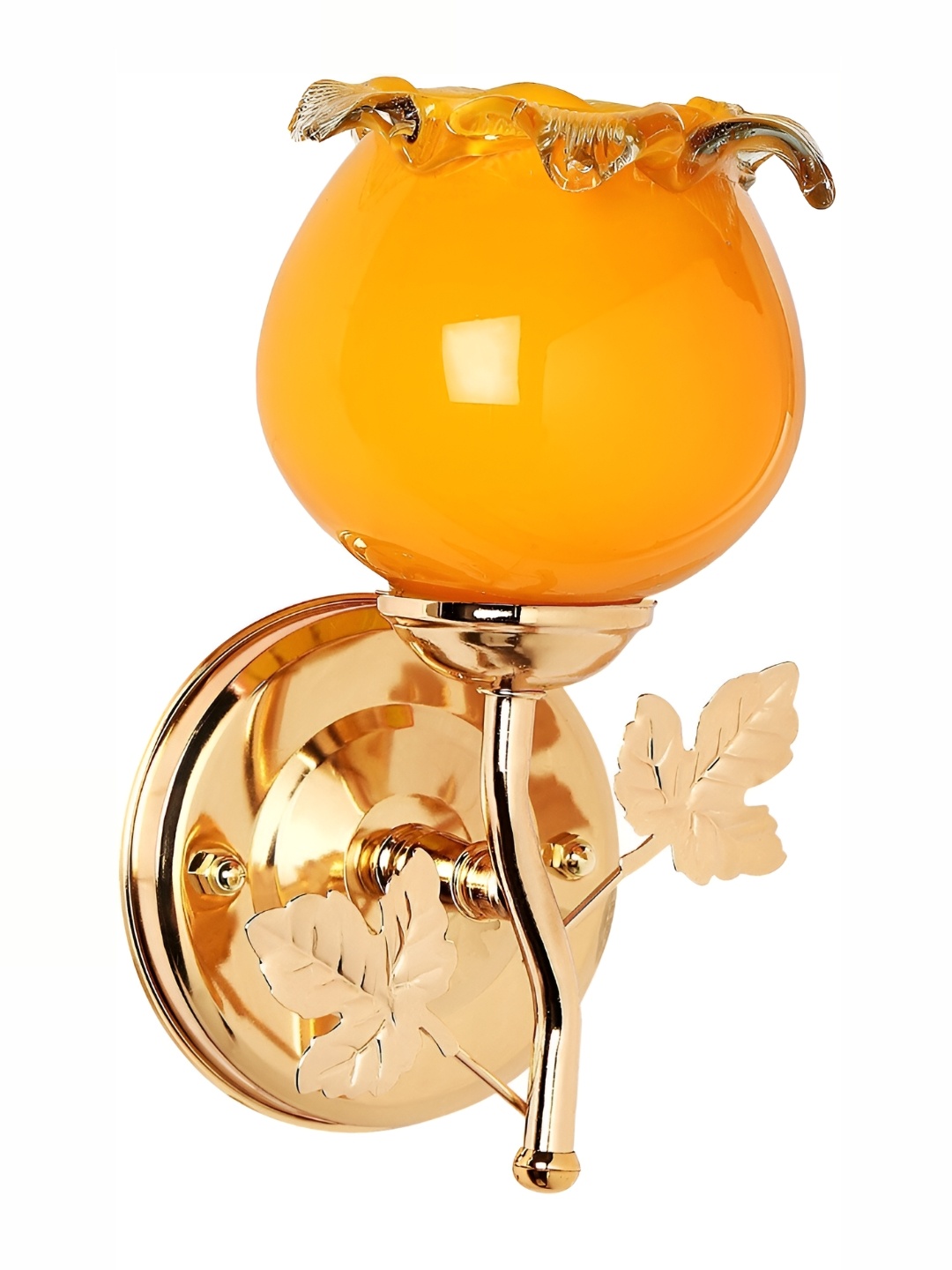 

1ST TIME Yellow & Gold-Toned Glass Contemporary Spherical Shaped Wall Lamp