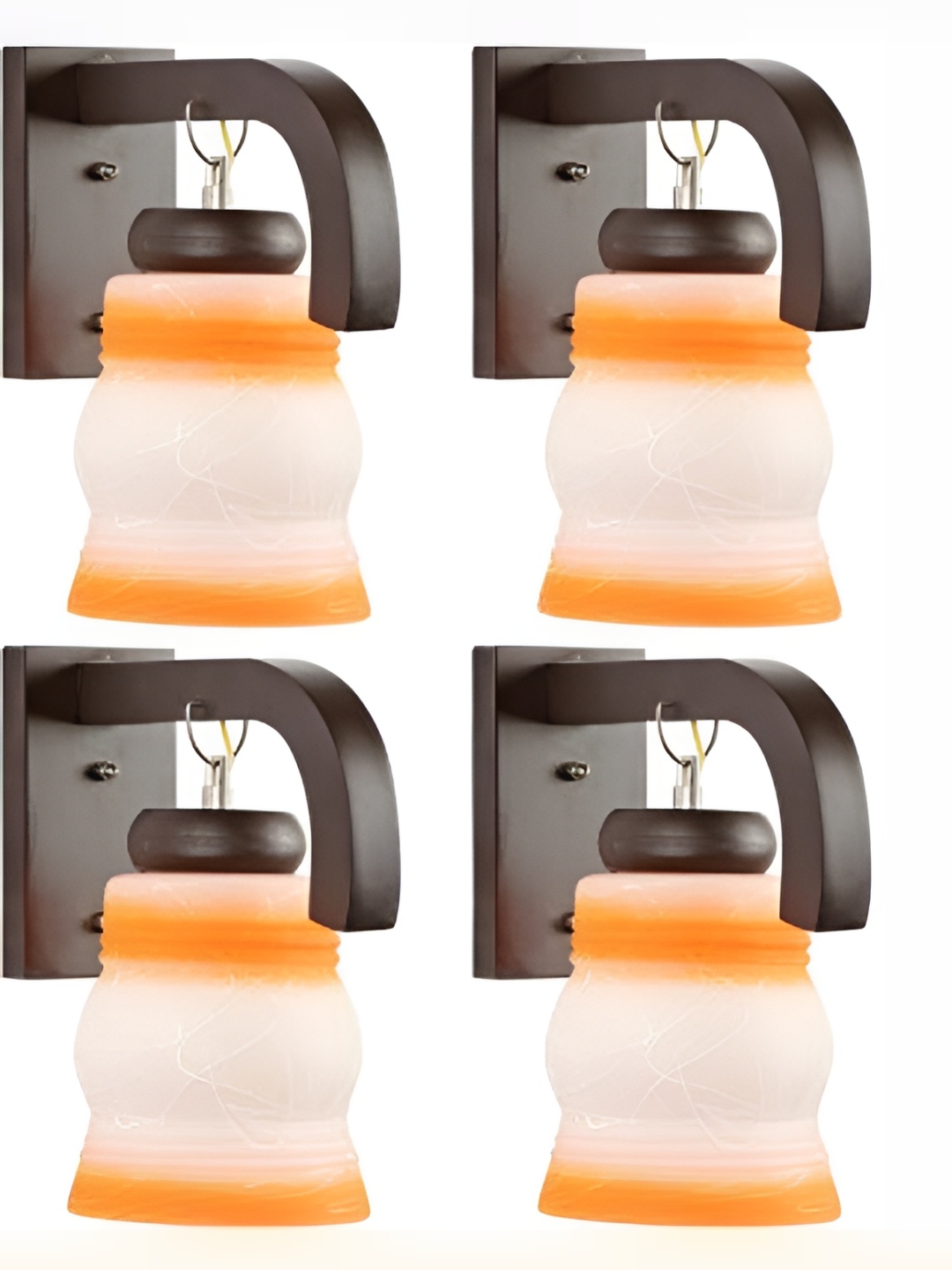 

1ST TIME Orange & White 4 Pieces Printed Glass Contemporary Wall Lamp
