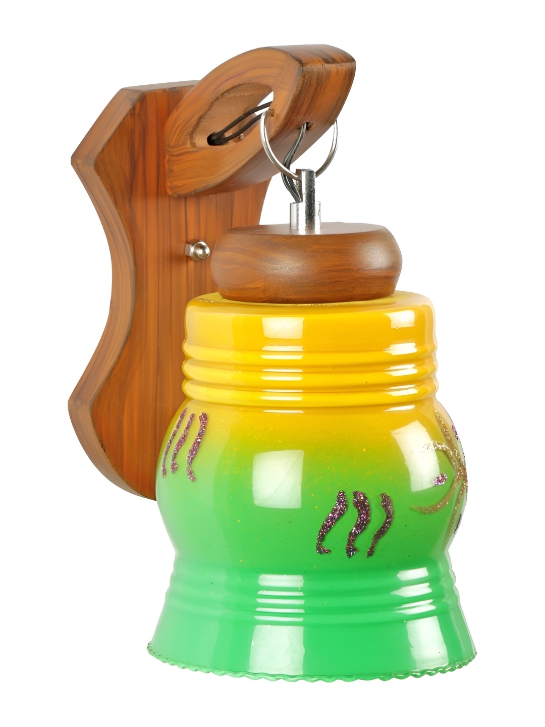 

1ST TIME Green & Yellow Printed Glass Self Assembly Bell Contemporary Wall Lamp