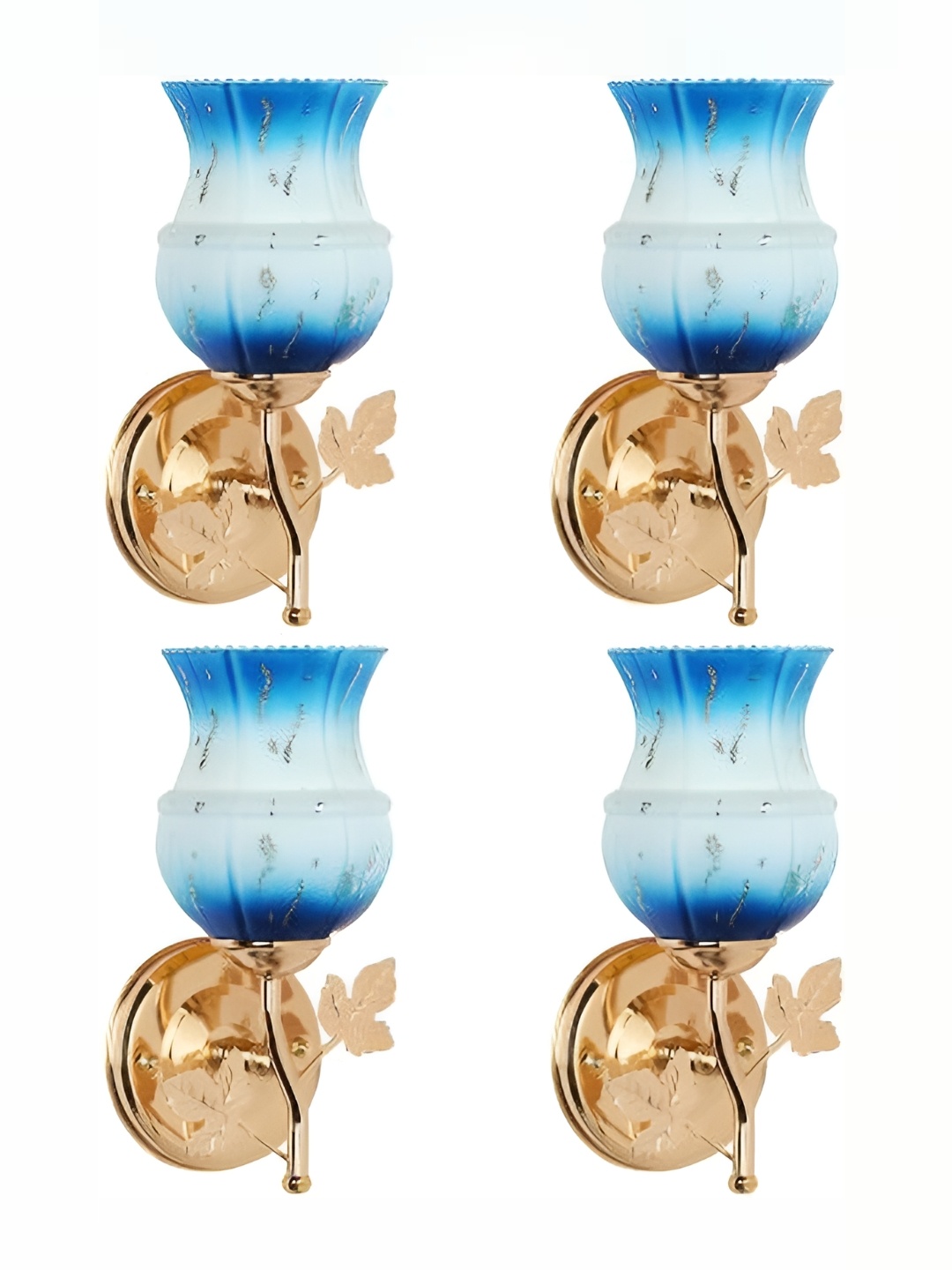 

1ST TIME Blue & White 4 Pieces Textured Glass Frustum Shaped Contemporary Wall Lamp