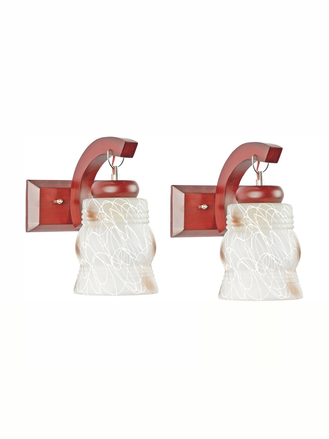 

1ST TIME White & Brown 2 Pieces Printed Glass Self Assembly Bell Contemporary Wall Lamp