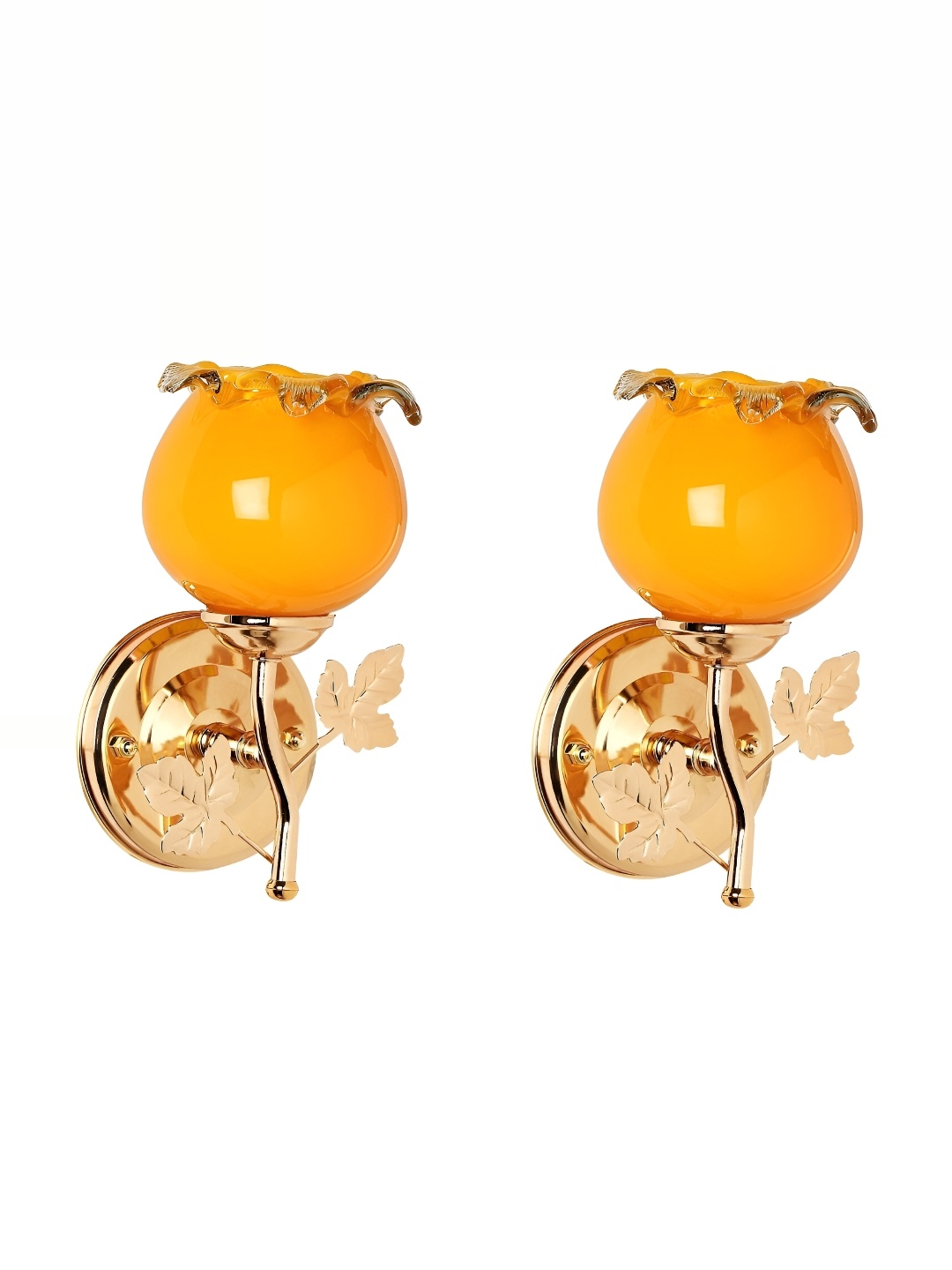 

1ST TIME Gold-Toned & Orange 2 Pieces Glass Traditional Wall Lamp