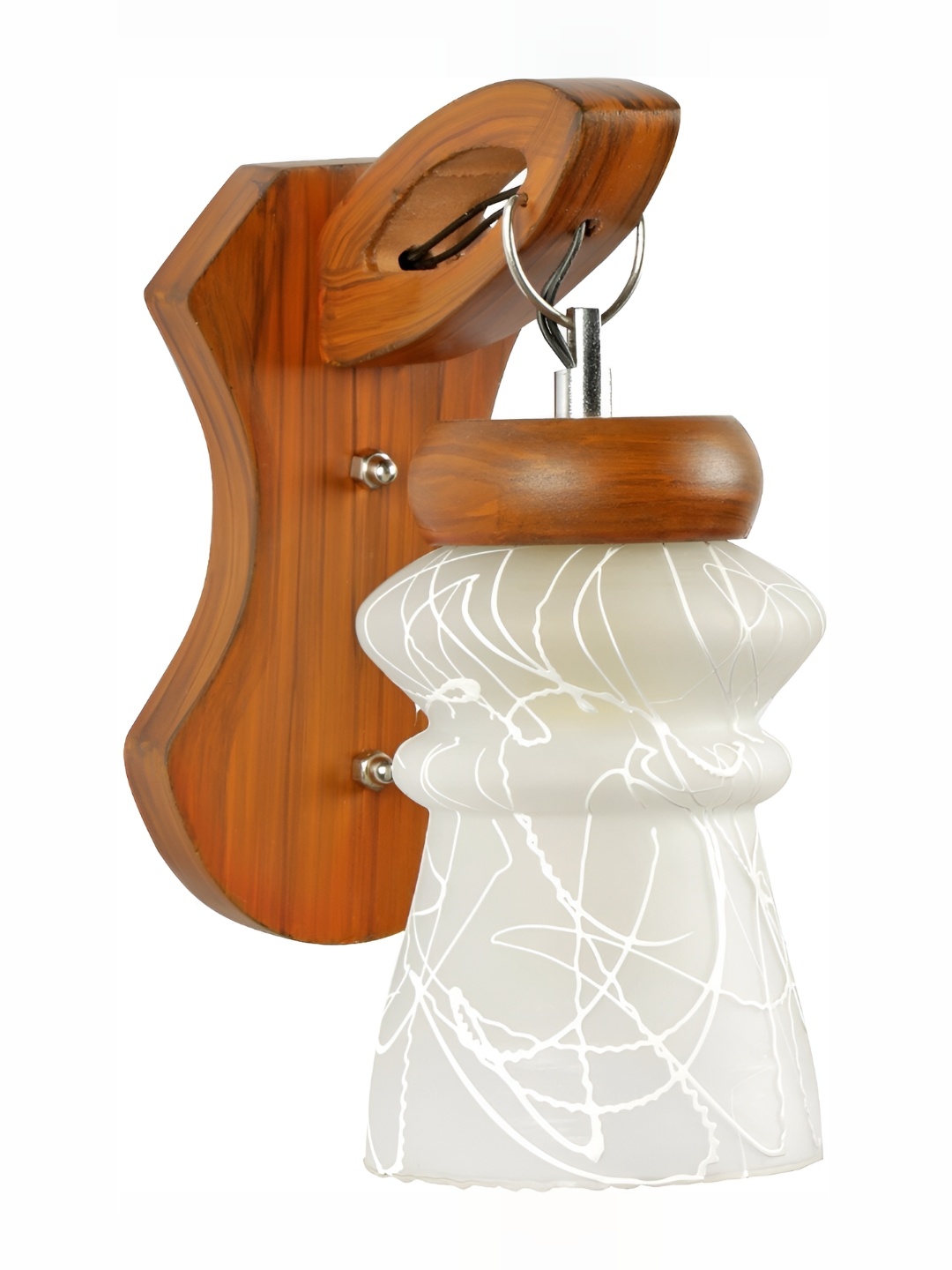

1ST TIME White & Brown Printed Glass Contemporary Bell Shaped Wall Lamp