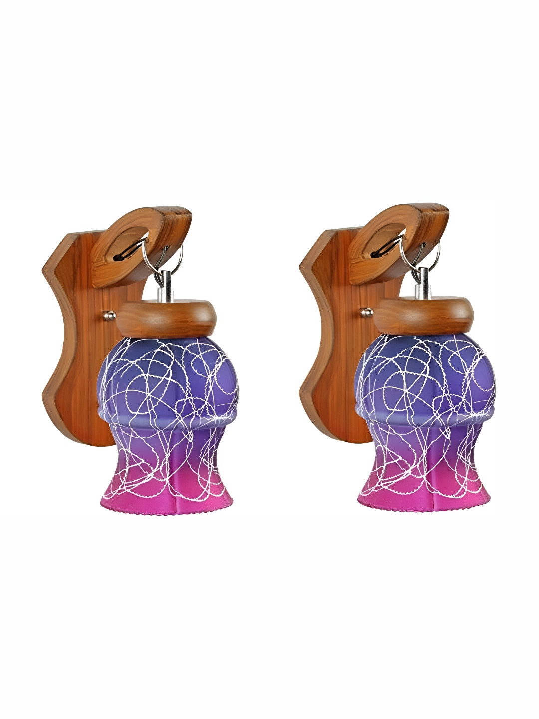 

1ST TIME Purple & Blue 2 Pieces Printed Glass Traditional Wall Lamps