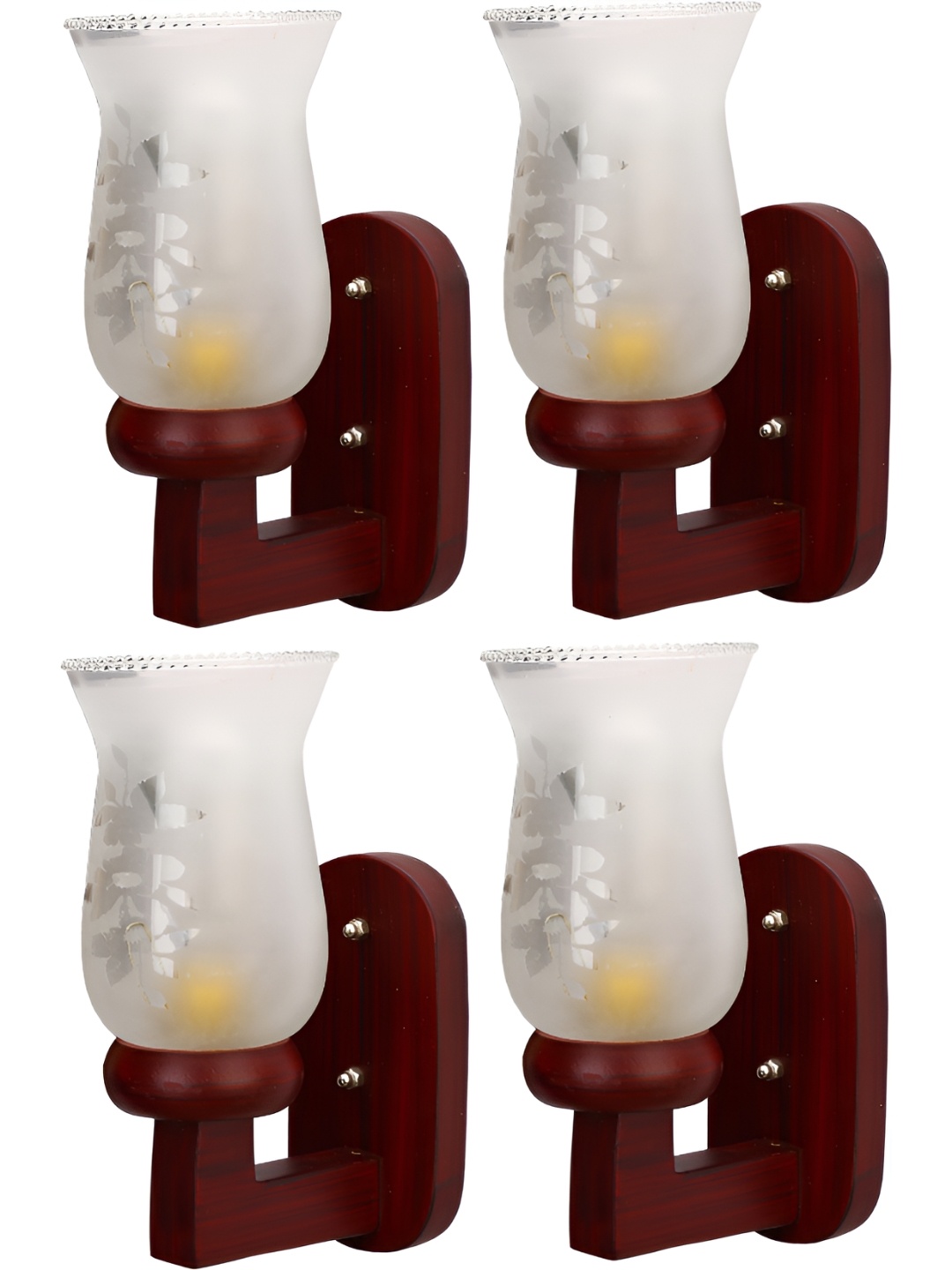 

1ST TIME White & Brown 4 Pcs Textured Glass Traditional Cylinder Shaped Wall Lamp