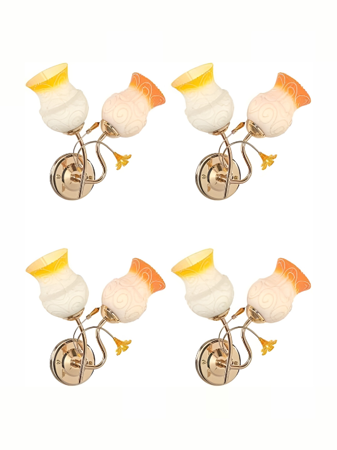 

1ST TIME Orange & Yellow 4 Pieces Printed Glass Contemporary Wall Lamp