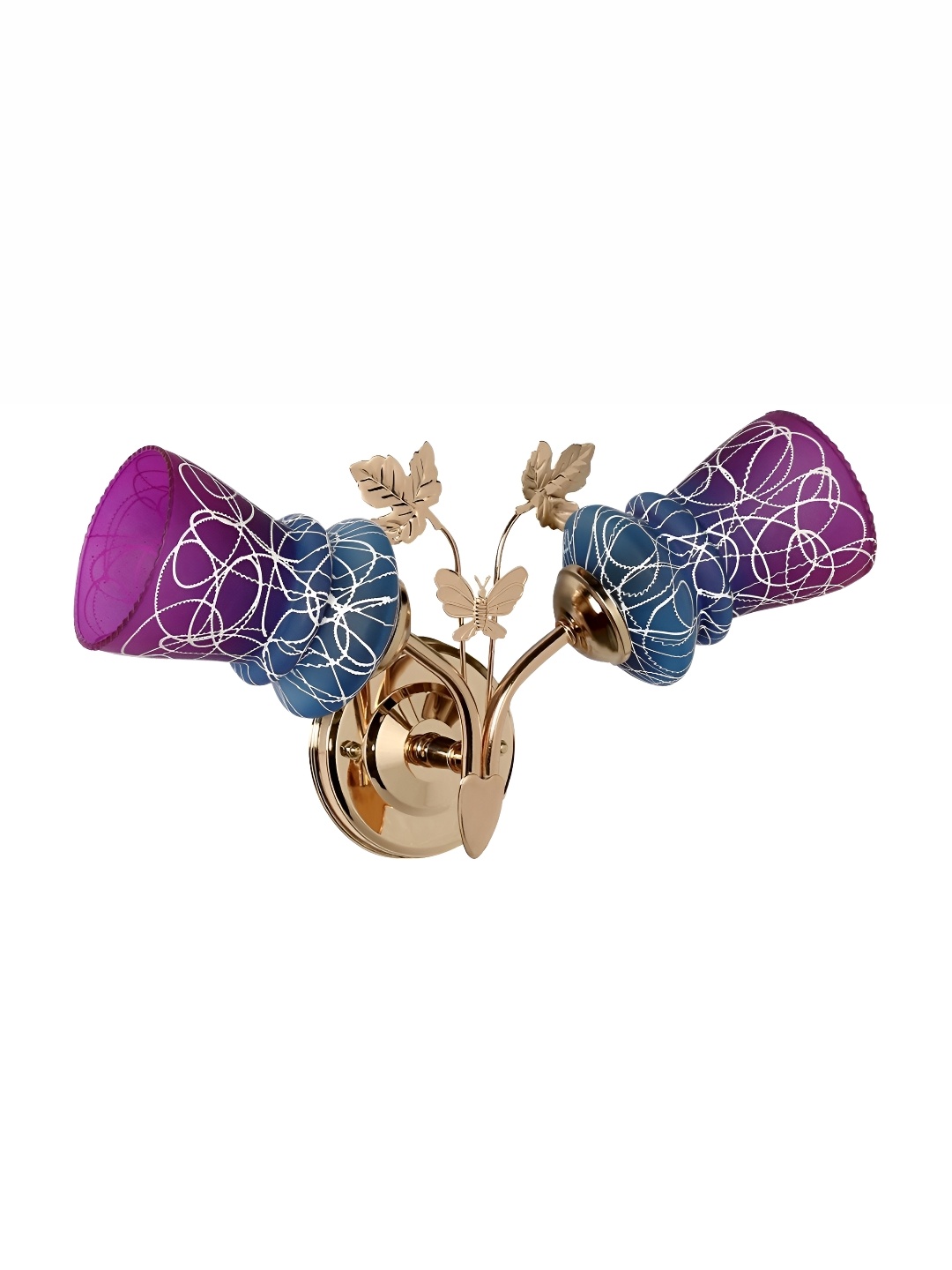 

1ST TIME Blue & Purple Textured Glass Traditional Bell Shaped Wall Lamp