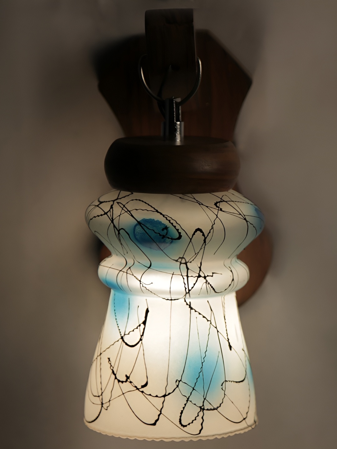 

1ST TIME White & Blue Printed Glass Contemporary Wall Lamp