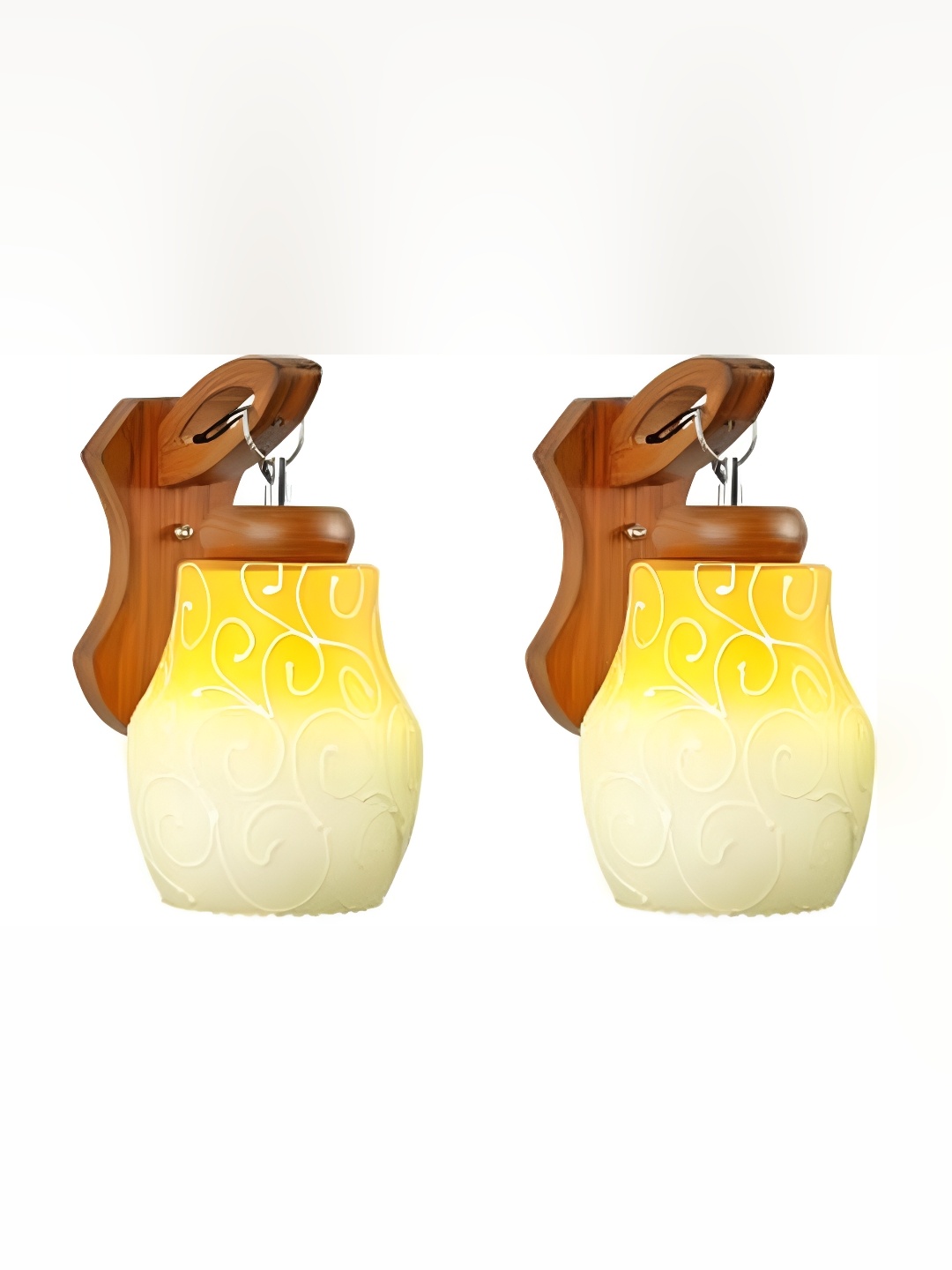 

1ST TIME Yellow & White 2 Pieces Printed Glass Contemporary Wall Lamp