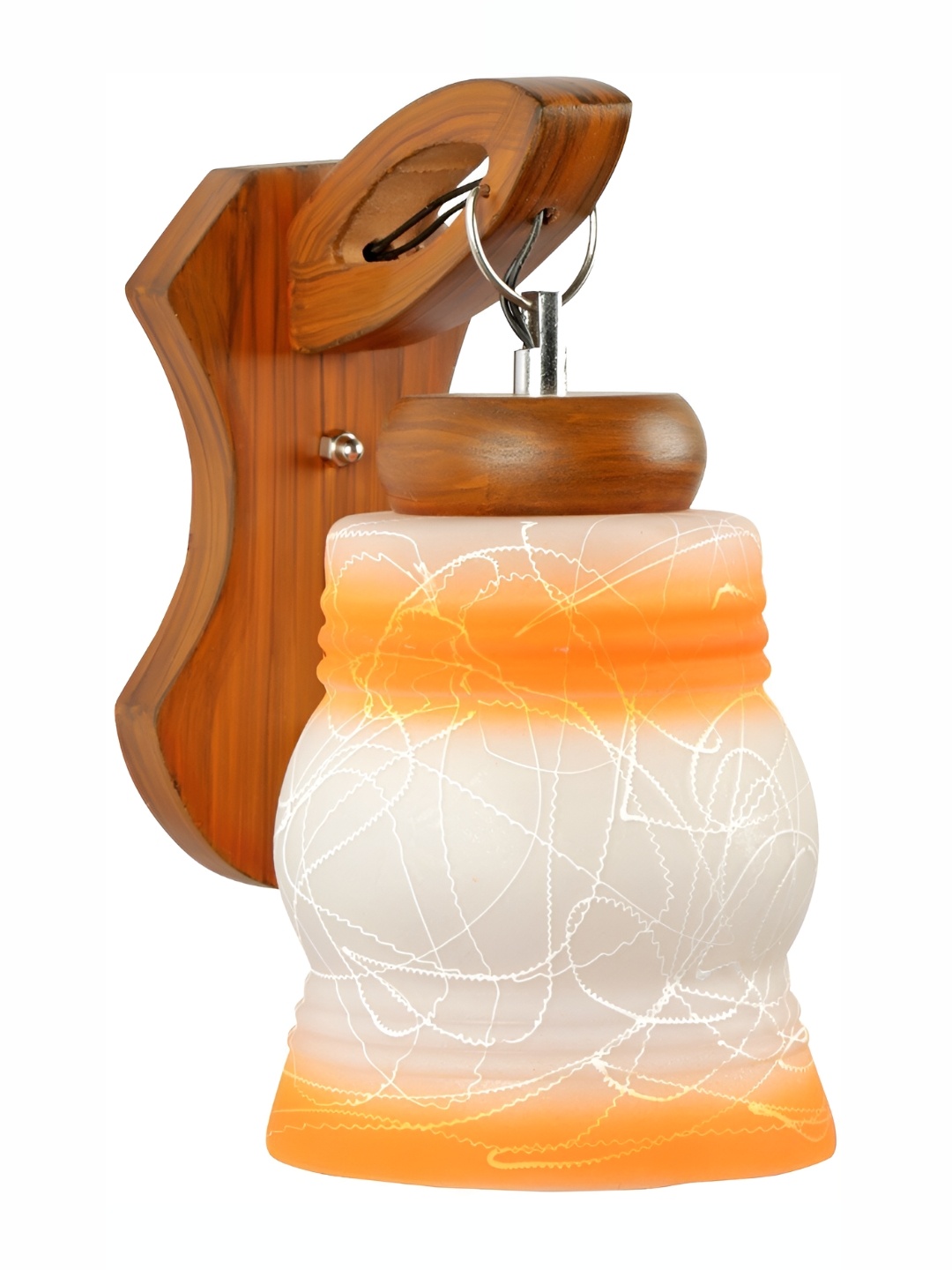 

1ST TIME Orange & White Printed Glass Self Assembly Bell Contemporary Wall Lamp
