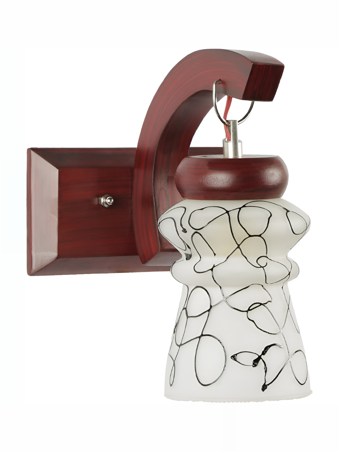 

1ST TIME White & Brown Printed Bell Shaped Glass Wall Lamp