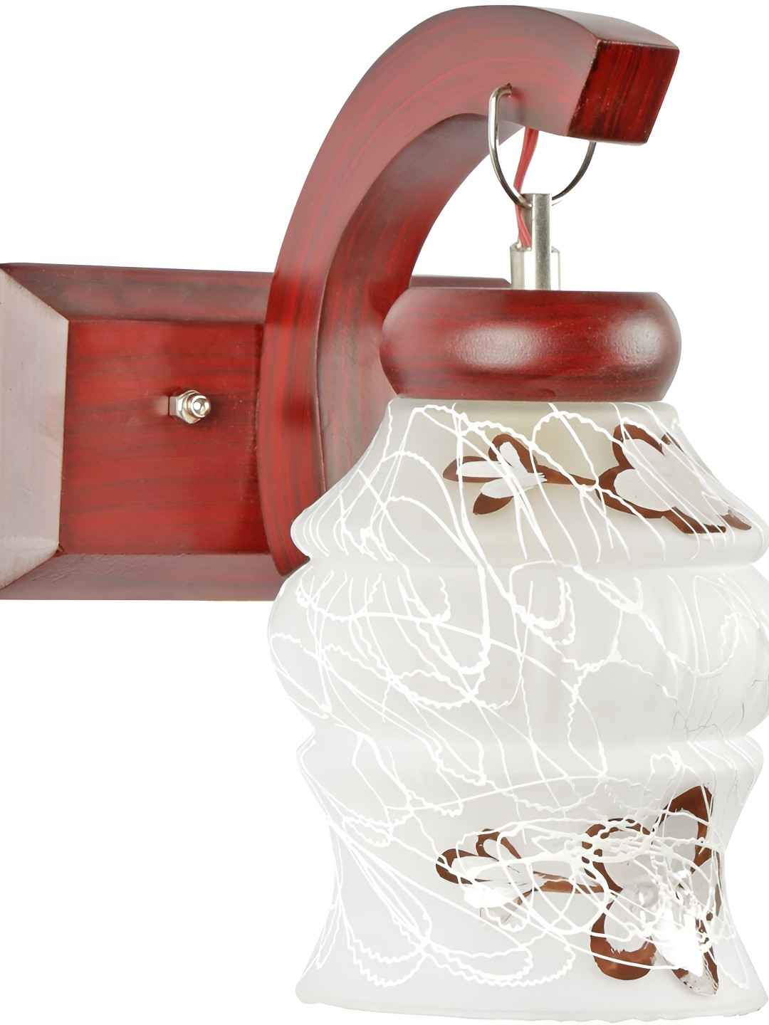 

1ST TIME White & Brown Printed Glass Traditional Bell Shaped Wall Lamp