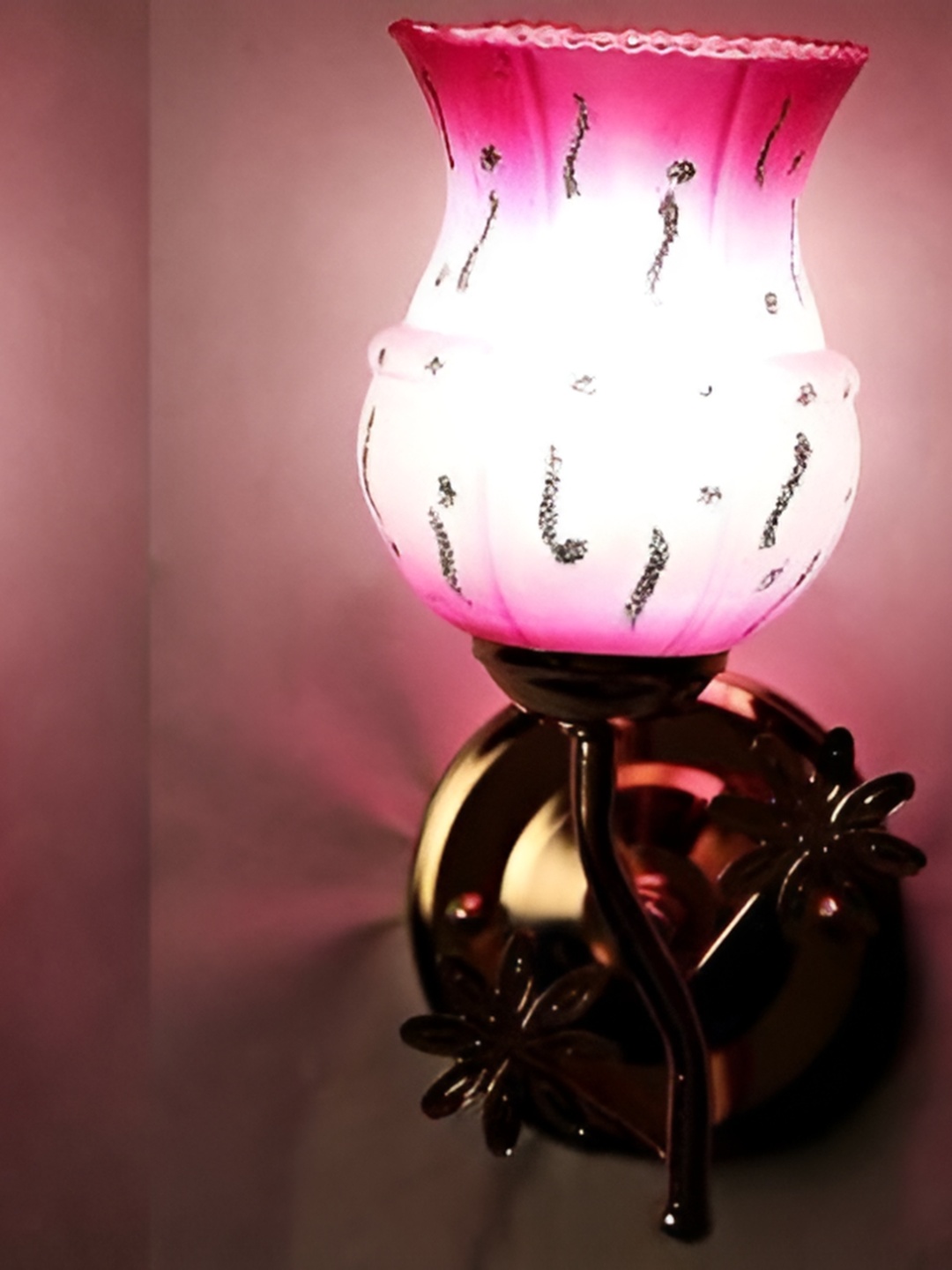 

1ST TIME Pink & White 2 Pieces Printed Glass Contemporary Wall Lamps