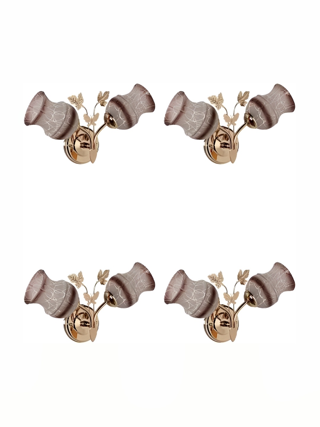 

1ST TIME Grey & Copper-Toned 4 Pieces Glass Printed Contemporary Wall Lamps