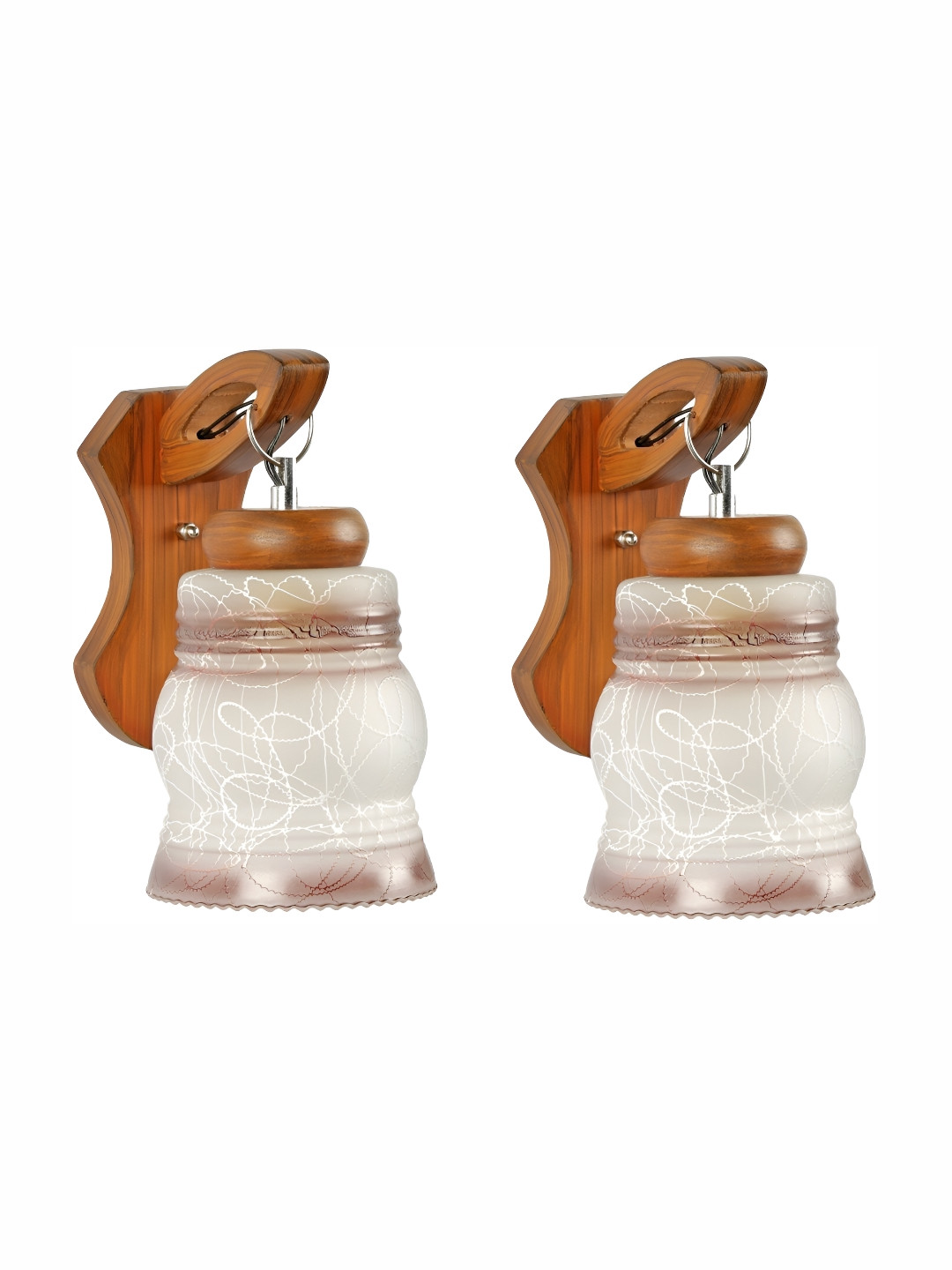 

1ST TIME White & Brown 2 Pieces Printed Glass Contemporary Wall Lamp