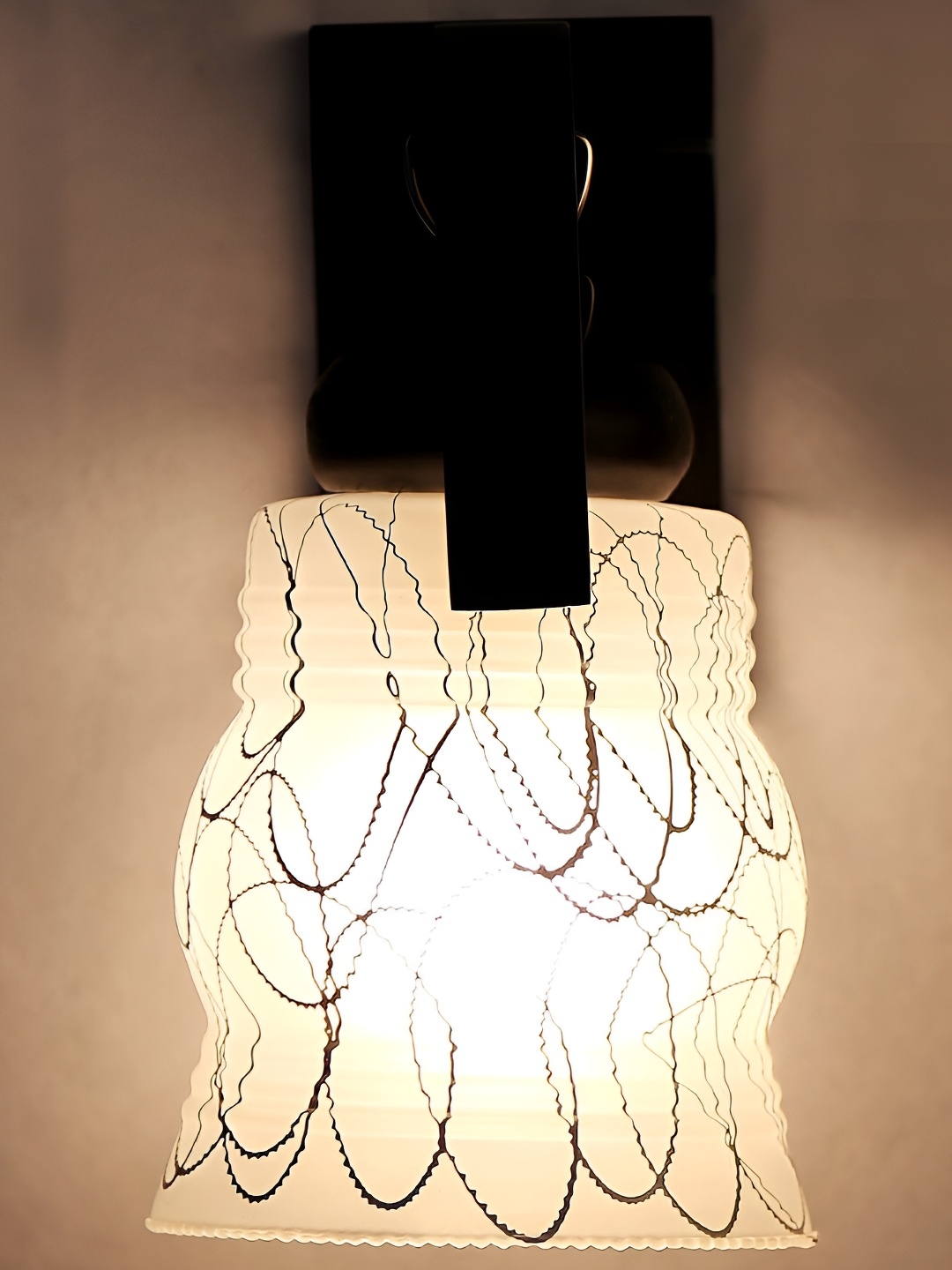 

1ST TIME White & Grey Printed Glass Traditional Cylinder Shaped Wall Lamp