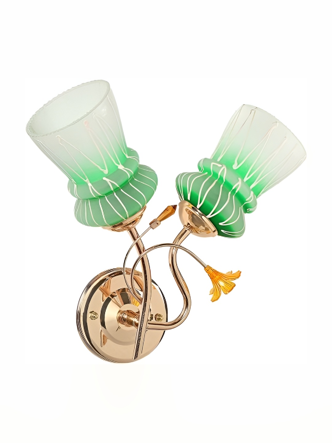 

1ST TIME Green & White Printed Glass Traditional Cylinder Shaped Wall Lamp