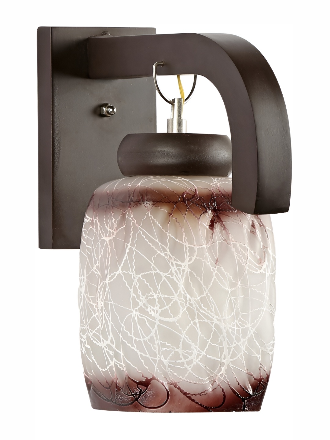 

1ST TIME White & Brown Printed Glass Self Assembly Bell Contemporary Wall Lamp