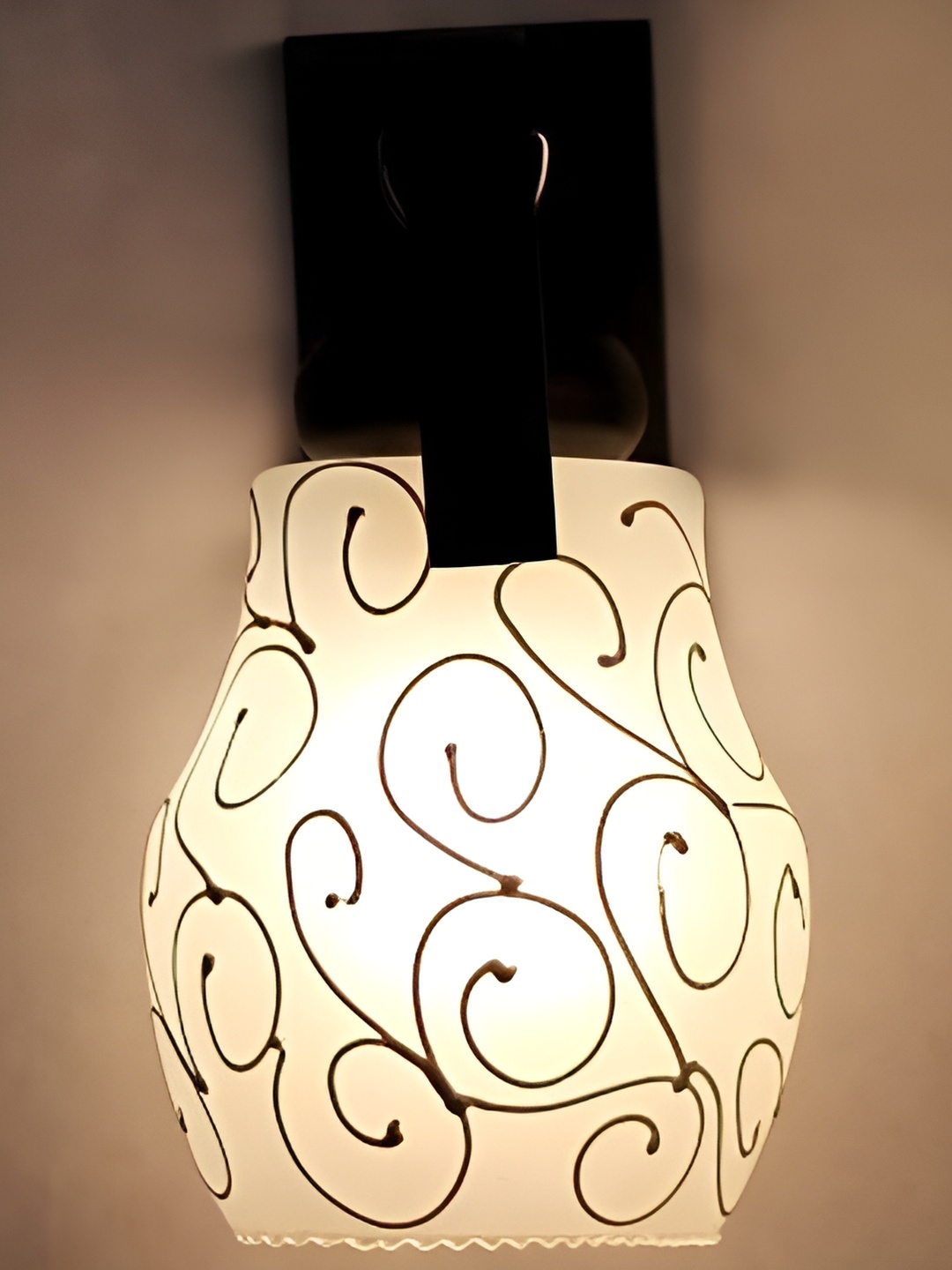 

1ST TIME White & Black Printed Glass Self Assembly Bell Contemporary Wall Lamp