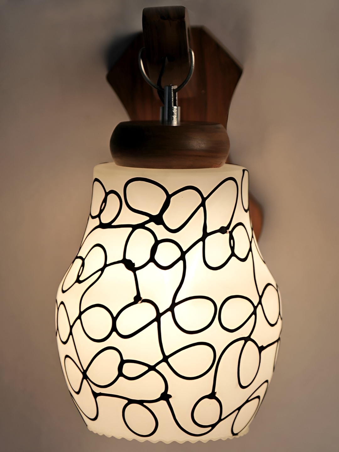 

1ST TIME White & Black Printed Glass Contemporary Cylinder Shaped Wall Lamp