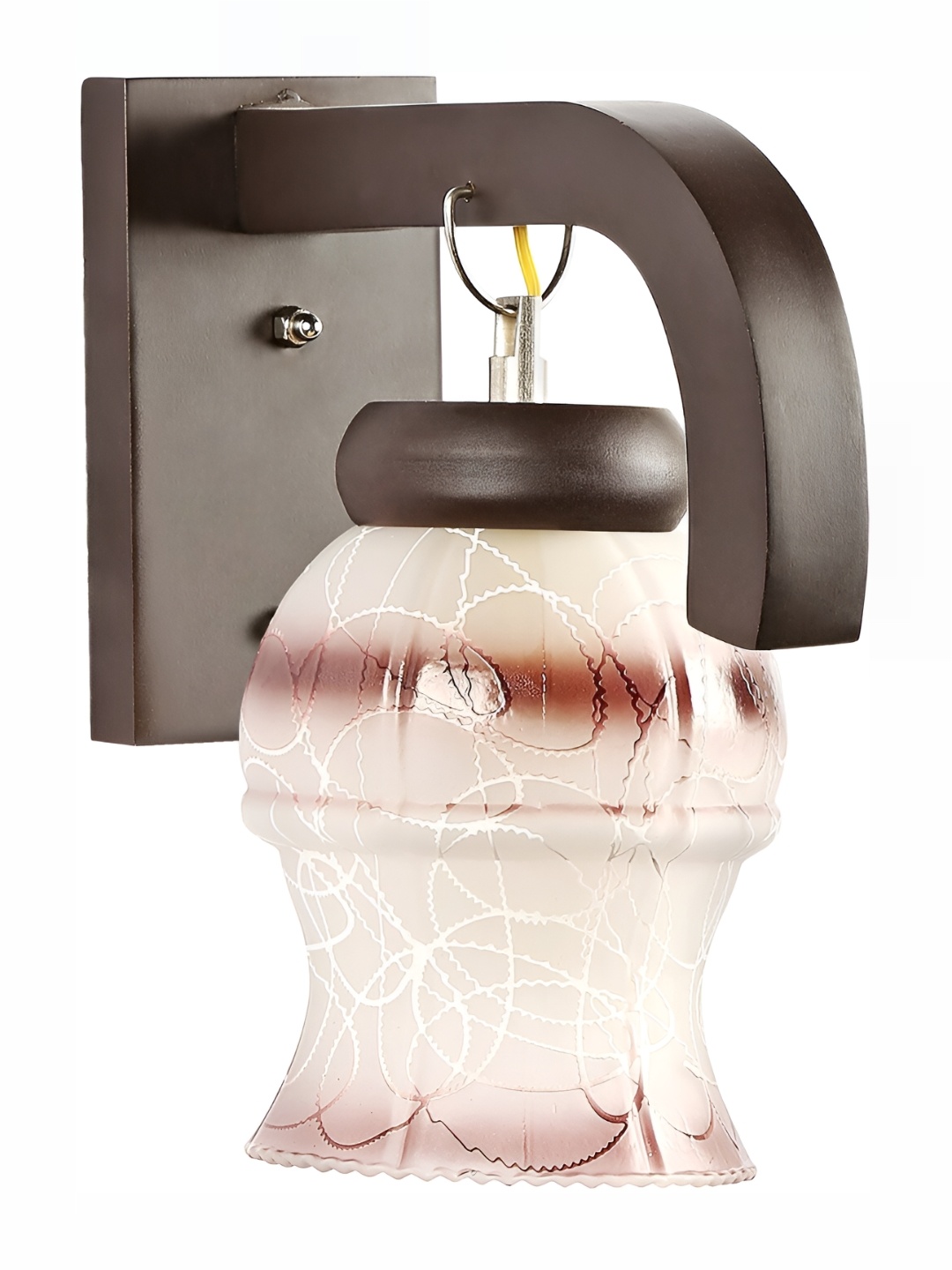 

1ST TIME White & Brown Printed Glass Contemporary Bell Shaped Wall Lamp